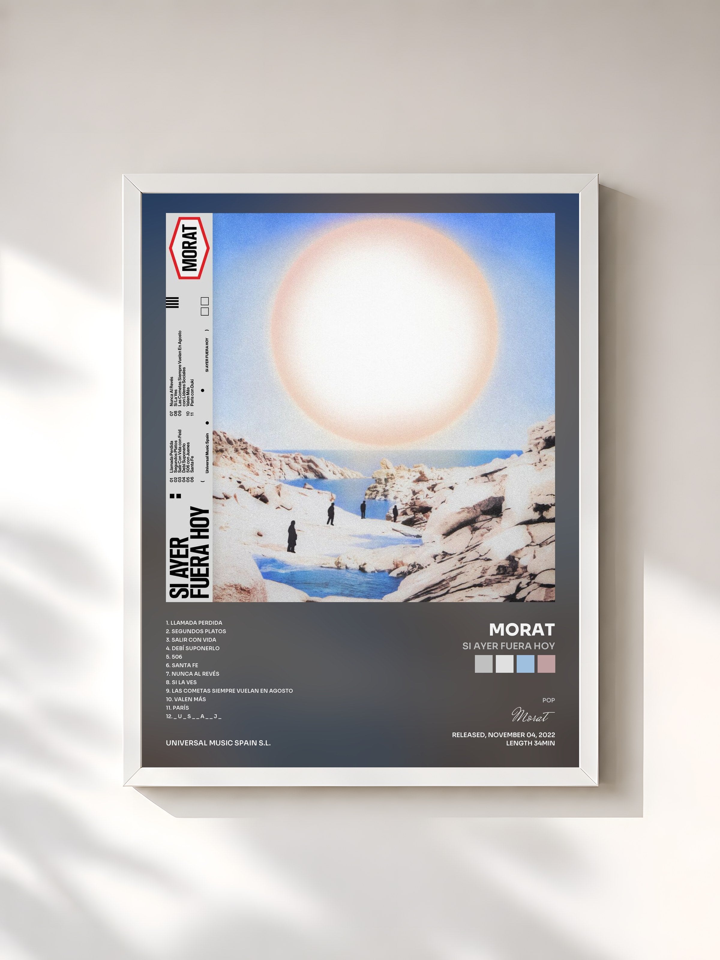 #blanc Tableau de l'album SI AYER FUERA HOY de Morat, cadre blanc, imprimé et encadré en France