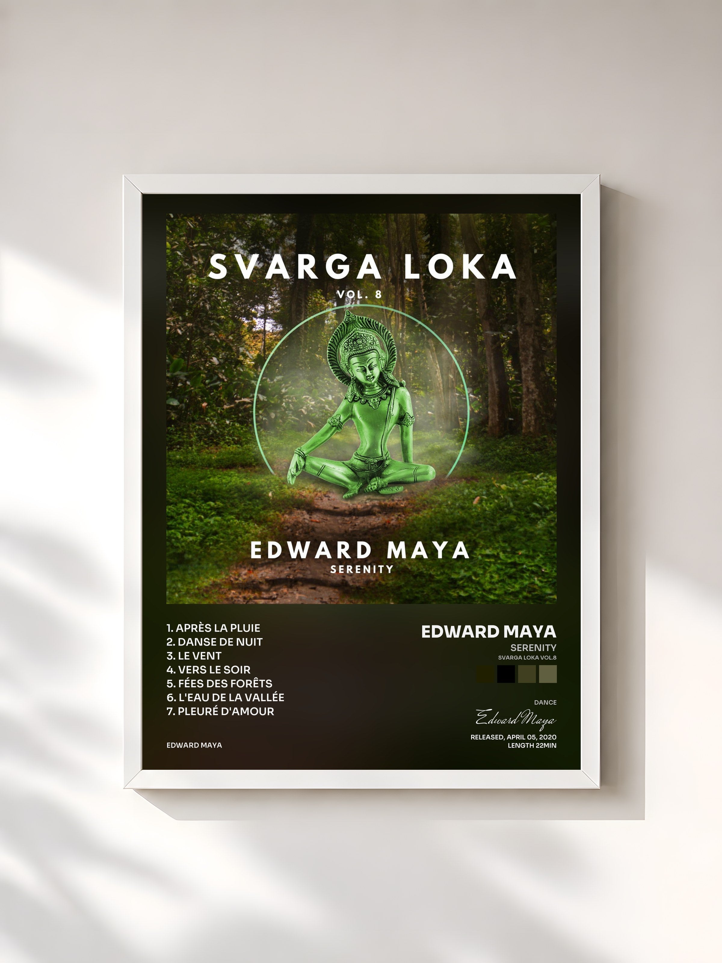 #blanc Tableau de l'album Serenity (Svarga Loka Vol.8) de Edward Maya, cadre blanc, imprimé et encadré en France