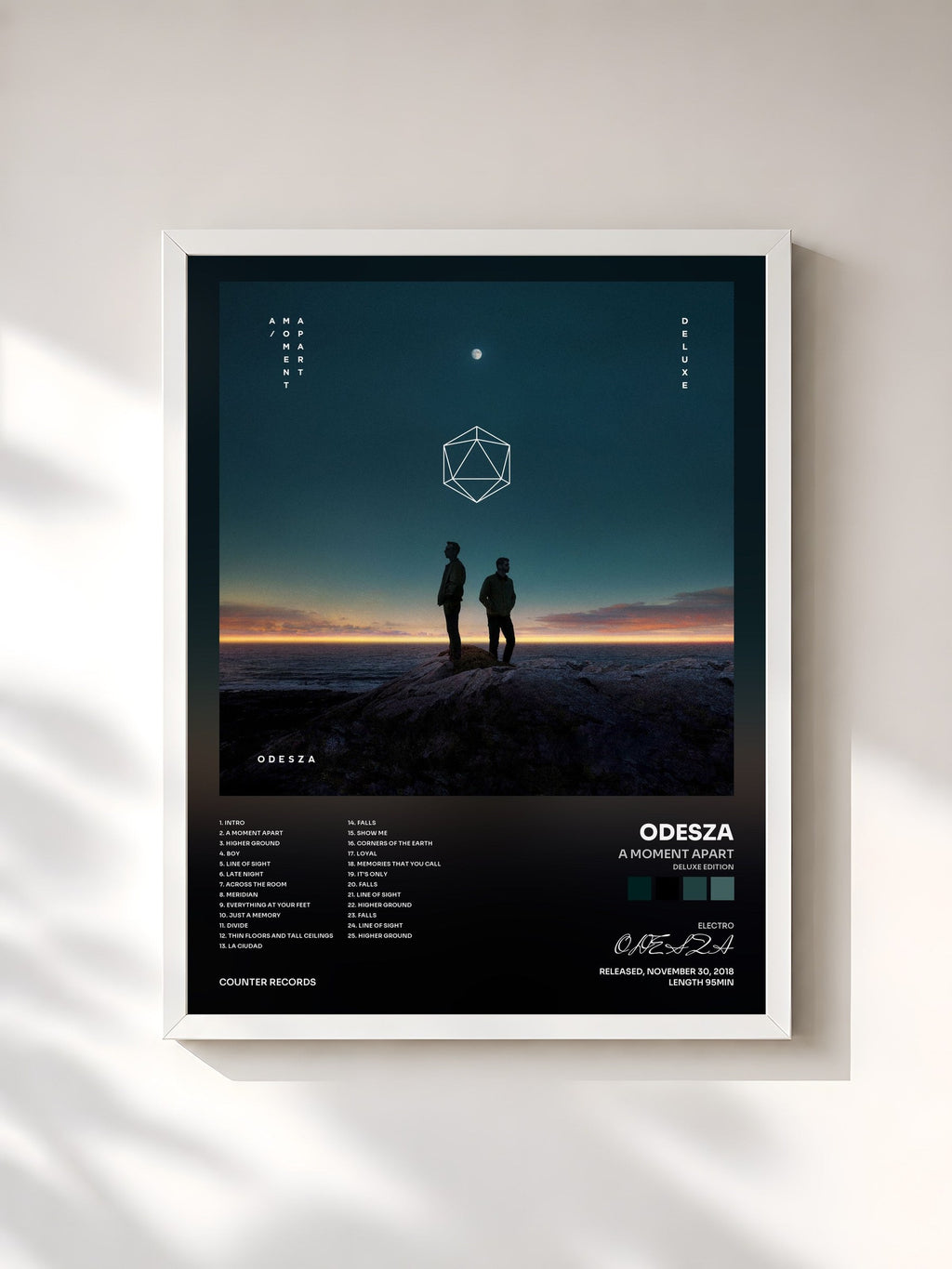 #blanc A Moment Apart (Deluxe Edition) by ODESZA as a framed art print, white frame, printed and framed in France