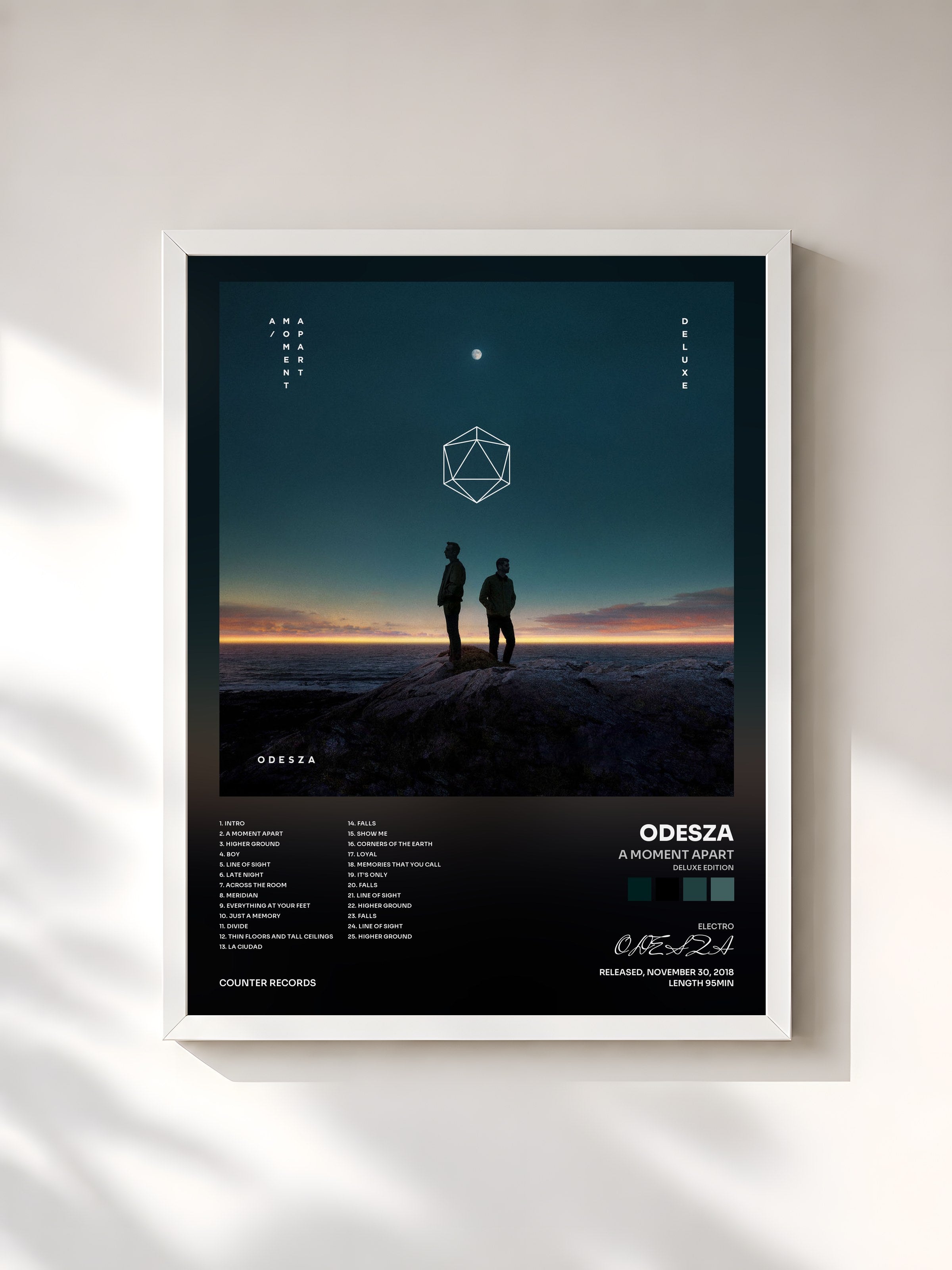 #blanc Tableau de l'album A Moment Apart (Deluxe Edition) de ODESZA, cadre blanc, imprimé et encadré en France