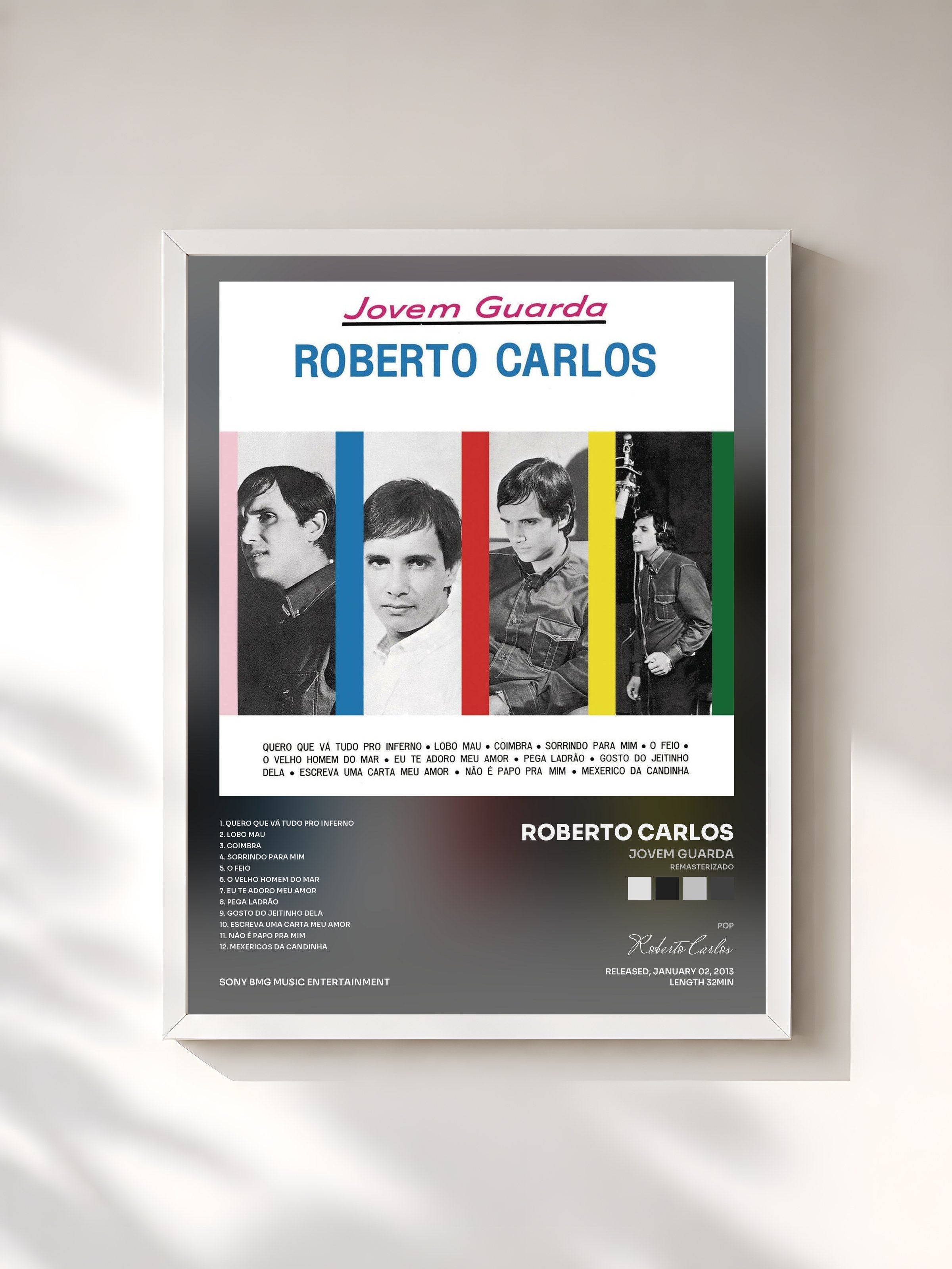 #blanc Tableau de l'album Jovem Guarda (Remasterizado) de Roberto Carlos, cadre blanc, imprimé et encadré en France