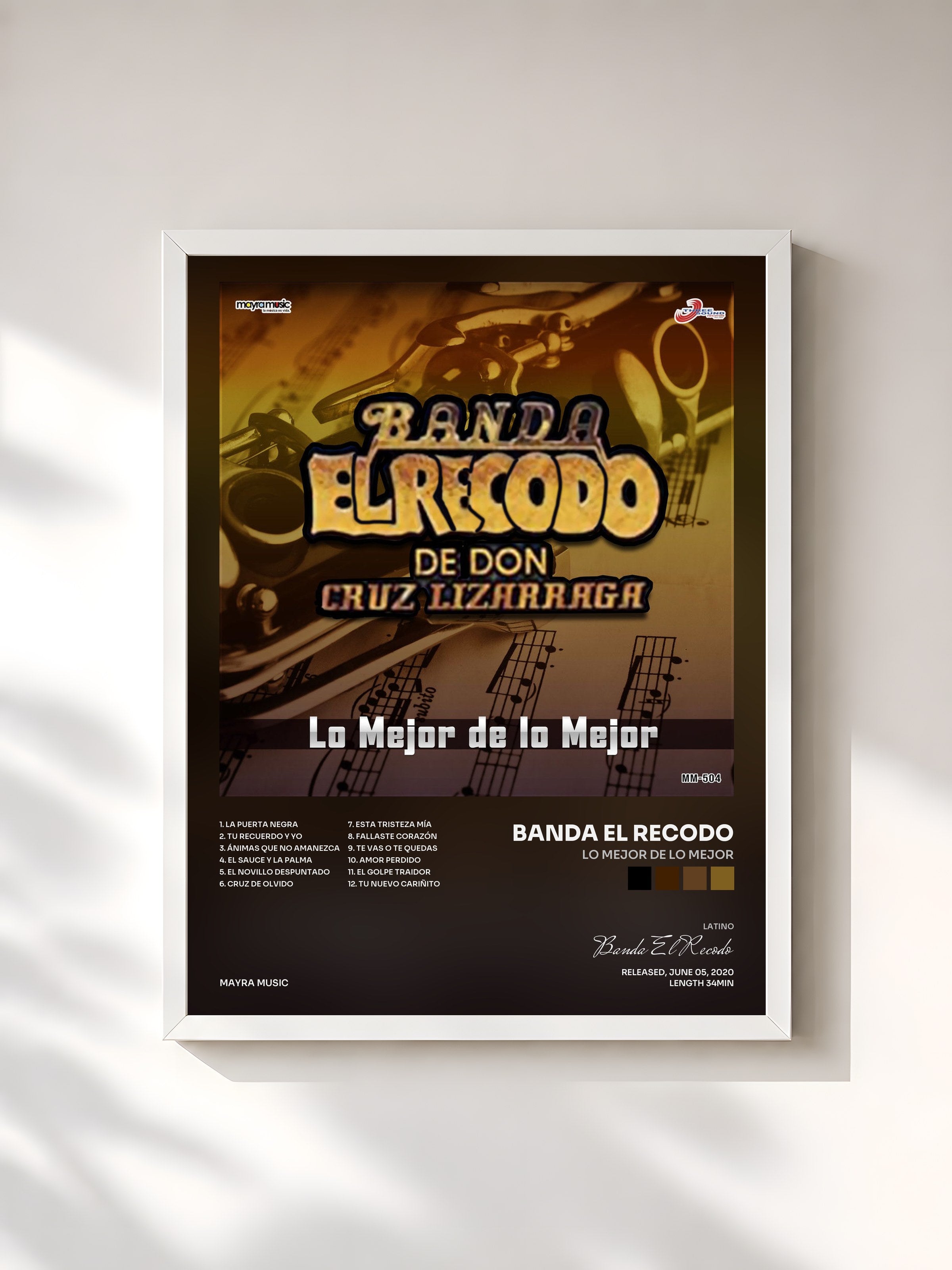 #blanc Tableau de l'album Lo Mejor De Lo Mejor de Banda El Recodo, cadre blanc, imprimé et encadré en France