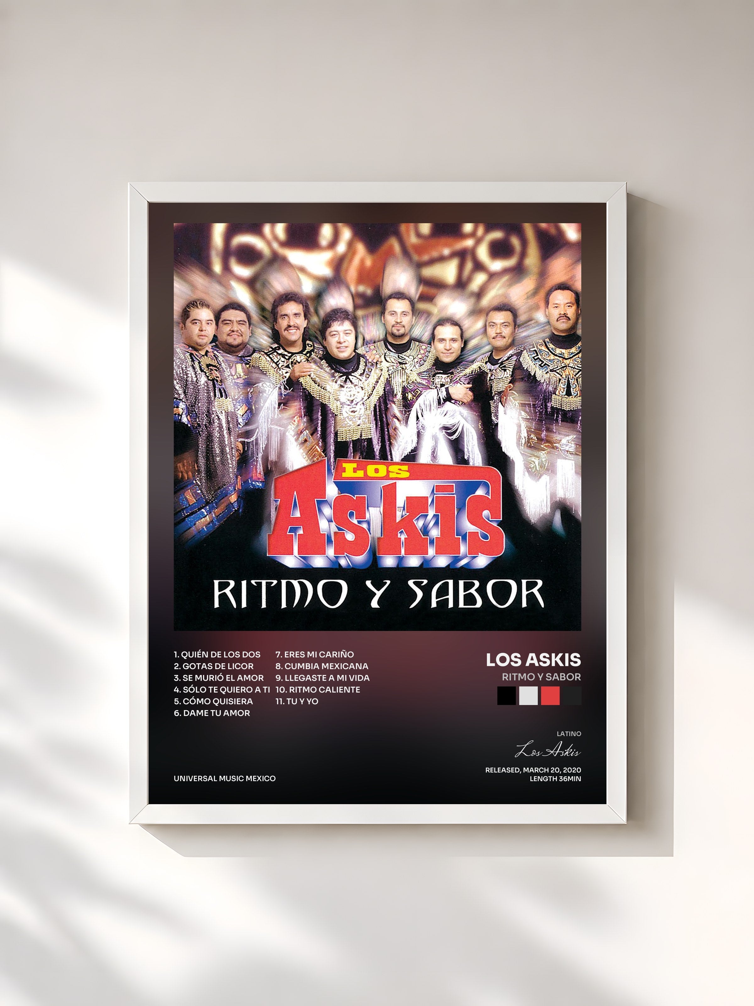 #blanc Tableau de l'album Ritmo Y Sabor de Los Askis, cadre blanc, imprimé et encadré en France