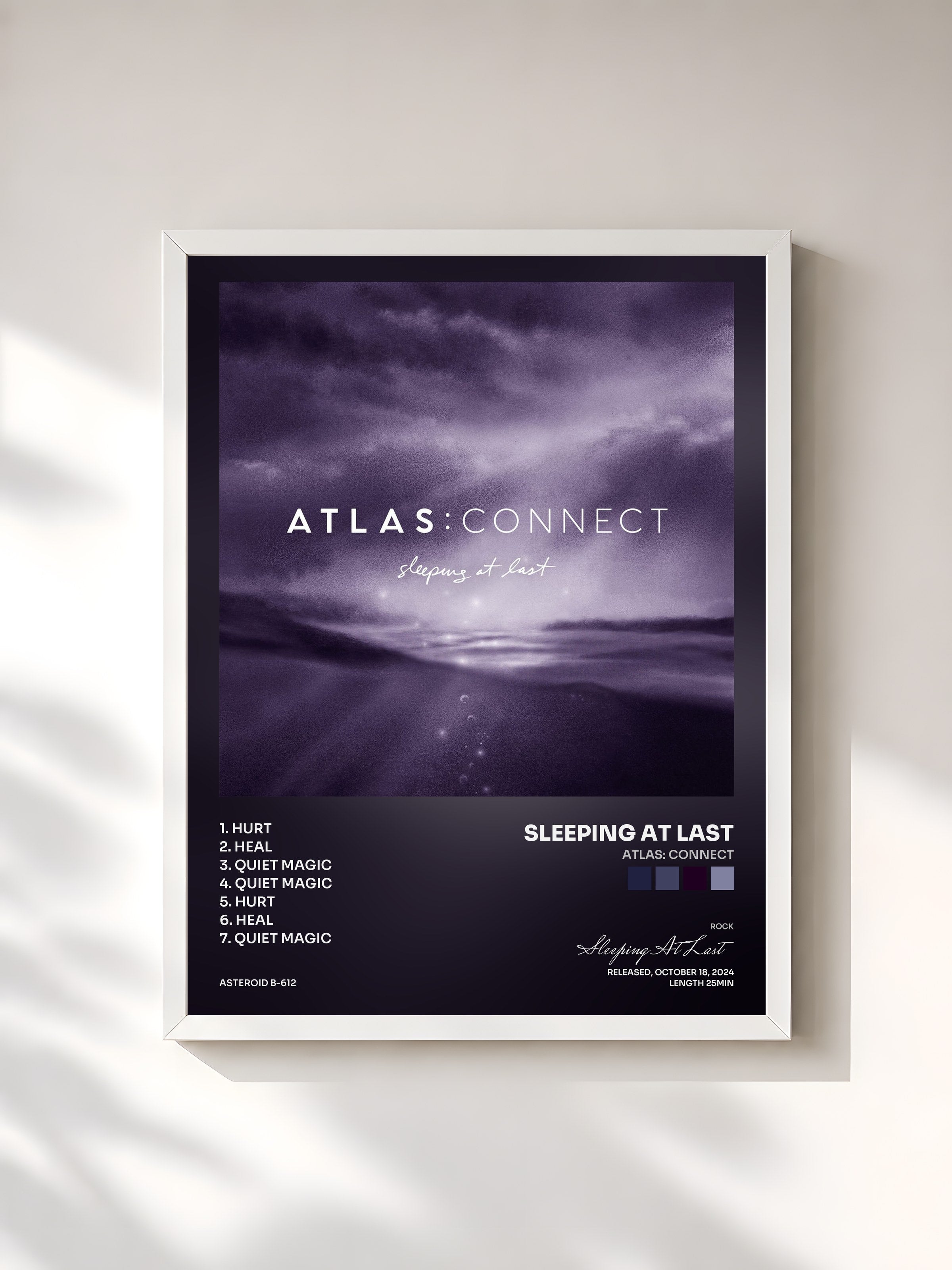 #blanc Tableau de l'album Atlas: Connect de Sleeping At Last, cadre blanc, imprimé et encadré en France