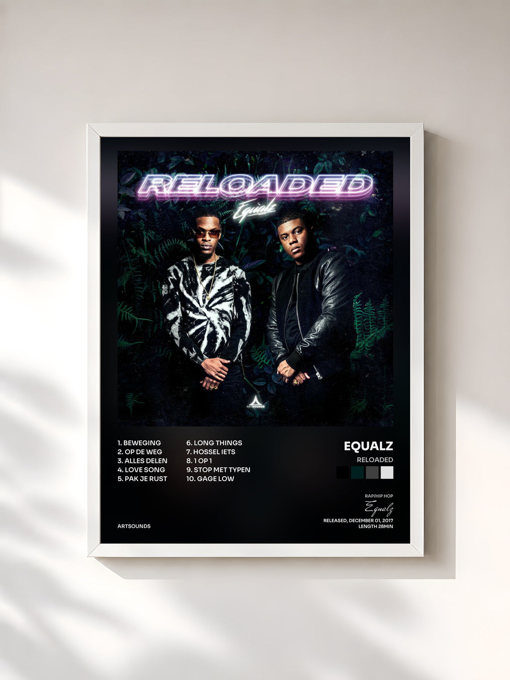 #blanc Tableau de l'album Reloaded de Equalz, cadre blanc, imprimé et encadré en France
