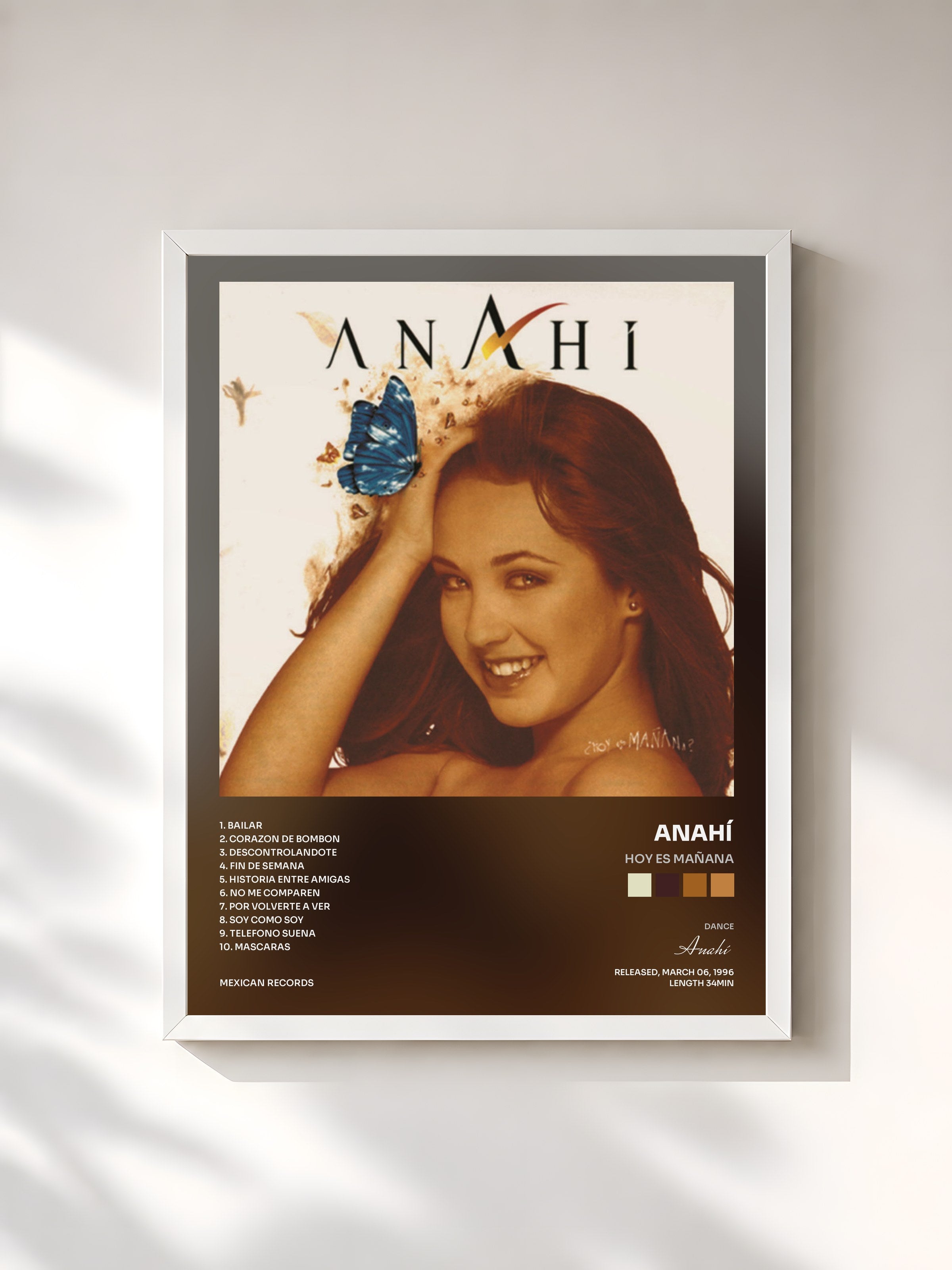 #blanc Tableau de l'album Hoy Es Mañana de Anahí, cadre blanc, imprimé et encadré en France