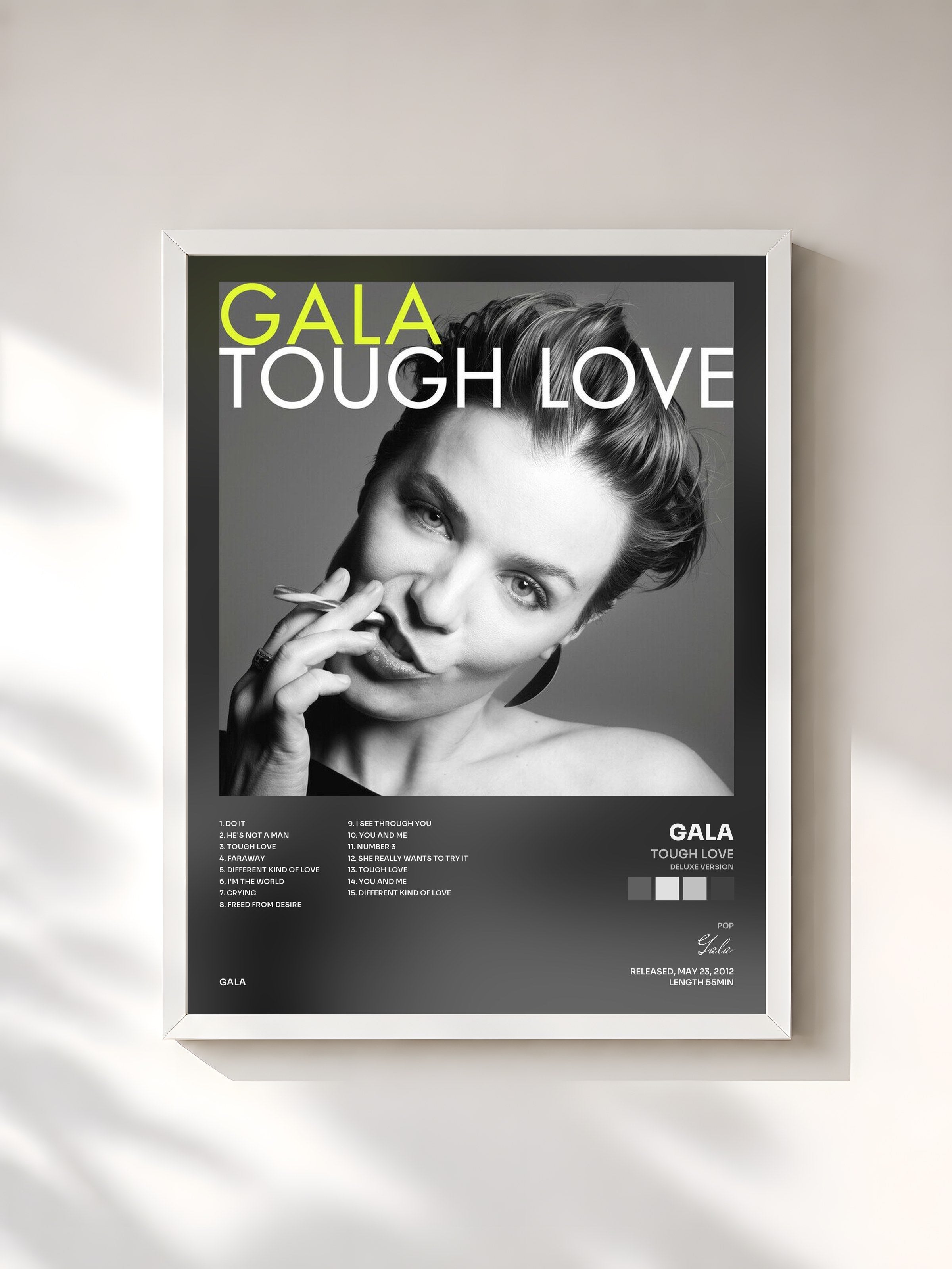 #blanc Tableau de l'album Tough Love (Deluxe Version) de Gala, cadre blanc, imprimé et encadré en France