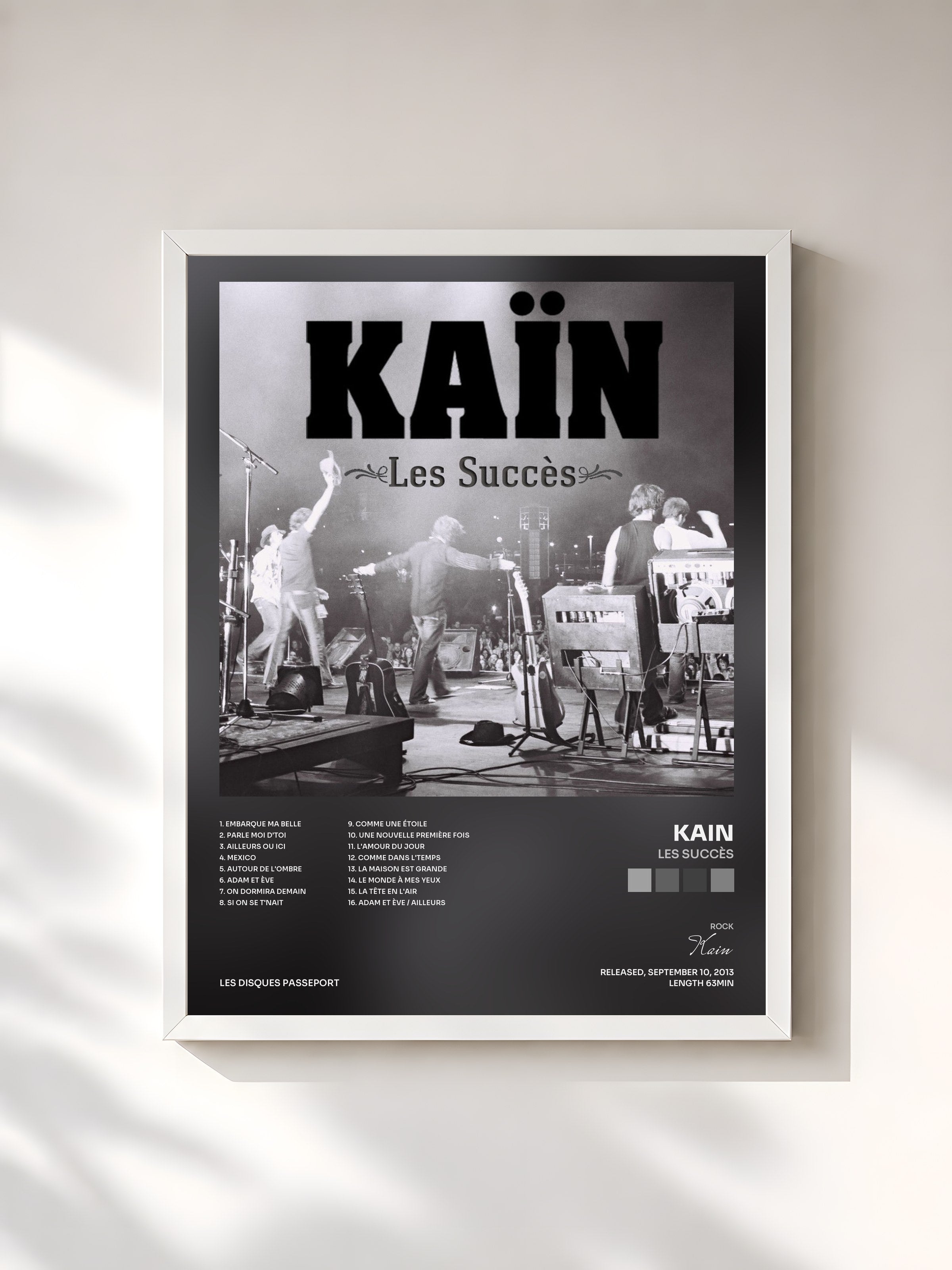 #blanc Tableau de l'album Les Succès de Kain, cadre blanc, imprimé et encadré en France