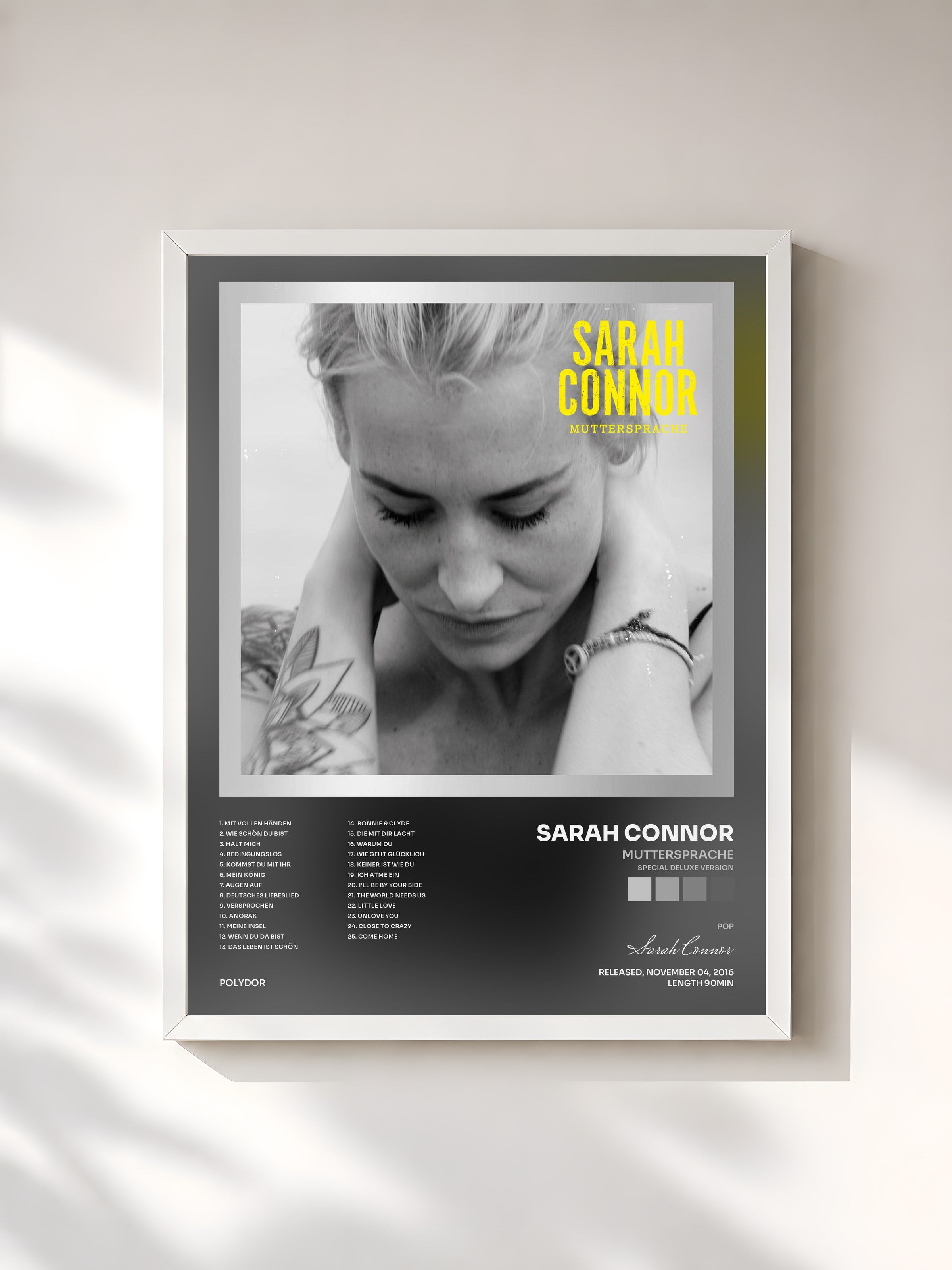 #blanc Tableau de l'album Muttersprache (Special Deluxe Version) de Sarah Connor, cadre blanc, imprimé et encadré en France