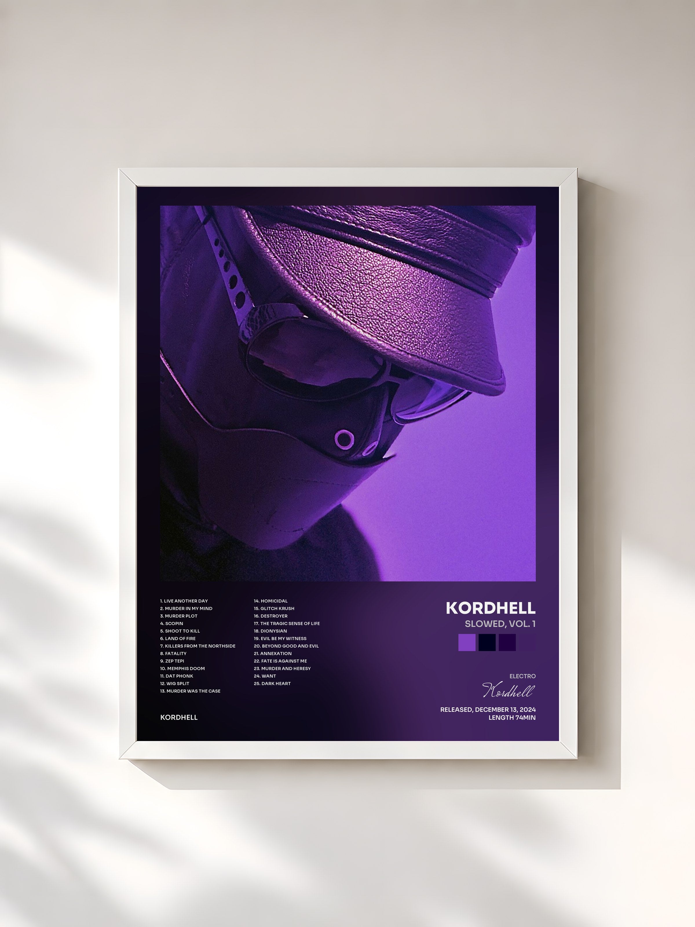 #blanc Tableau de l'album Slowed, Vol. 1 de Kordhell, cadre blanc, imprimé et encadré en France