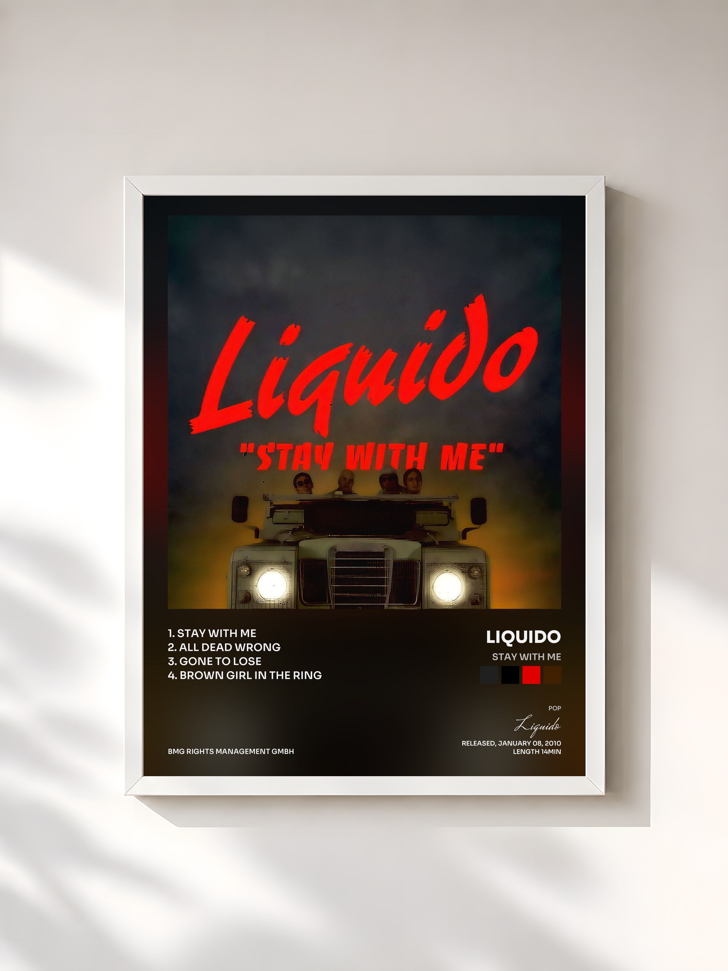 #blanc Tableau de l'album Stay with Me de Liquido, cadre blanc, imprimé et encadré en France
