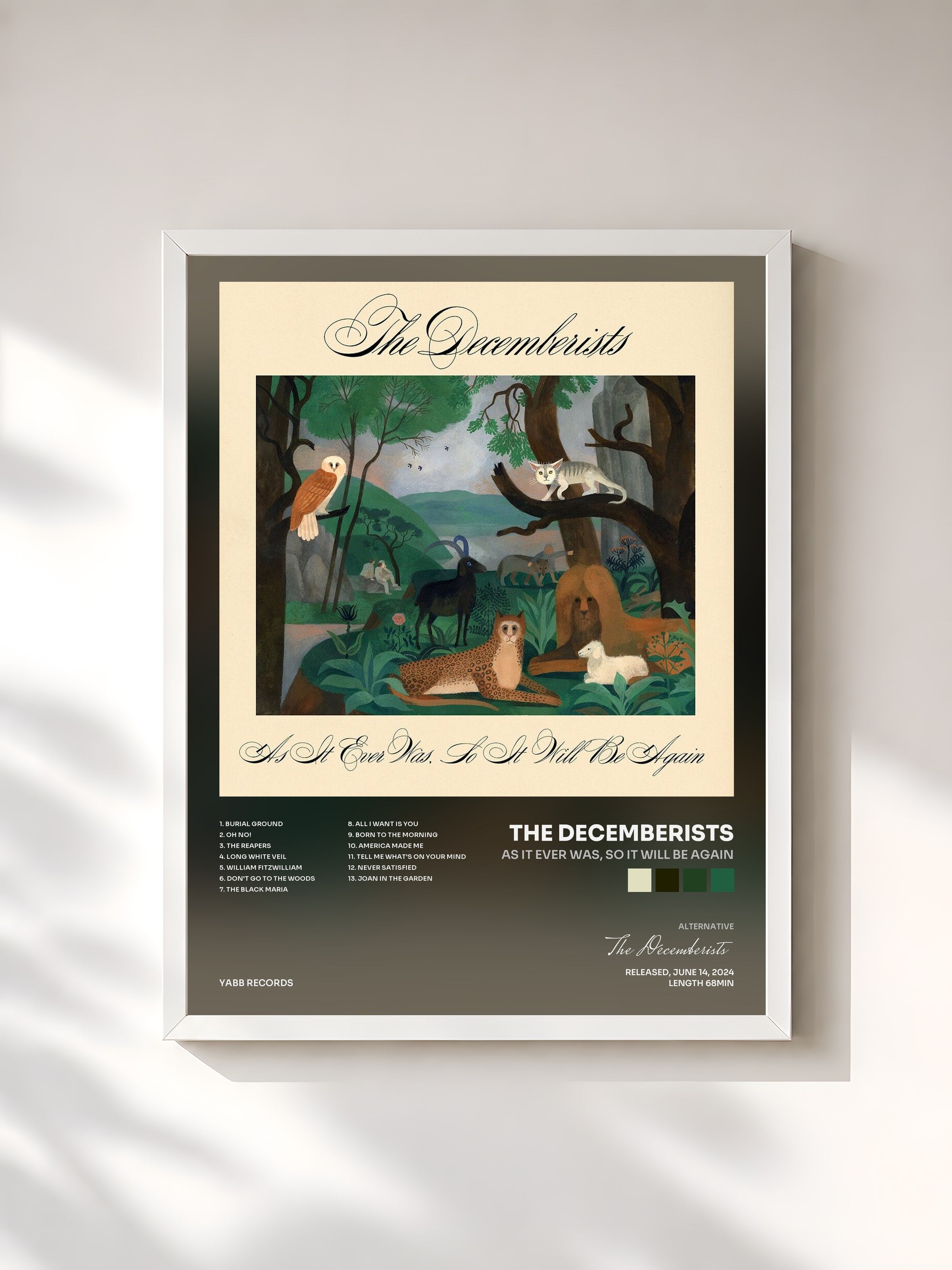 #blanc Tableau de l'album As It Ever Was, So It Will Be Again de The Decemberists, cadre blanc, imprimé et encadré en France