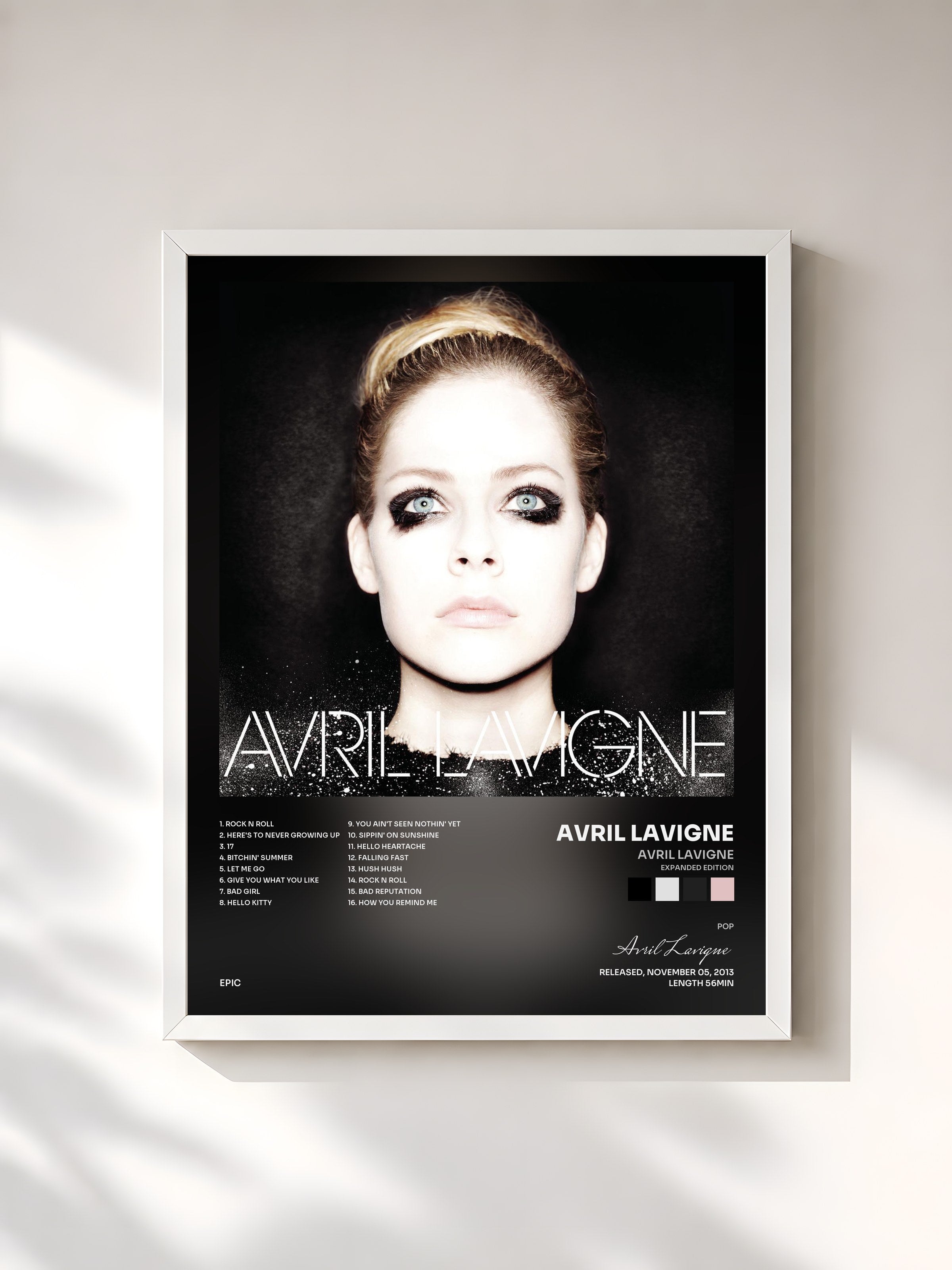 #blanc Tableau de l'album Avril Lavigne (Expanded Edition) de Avril Lavigne, cadre blanc, imprimé et encadré en France