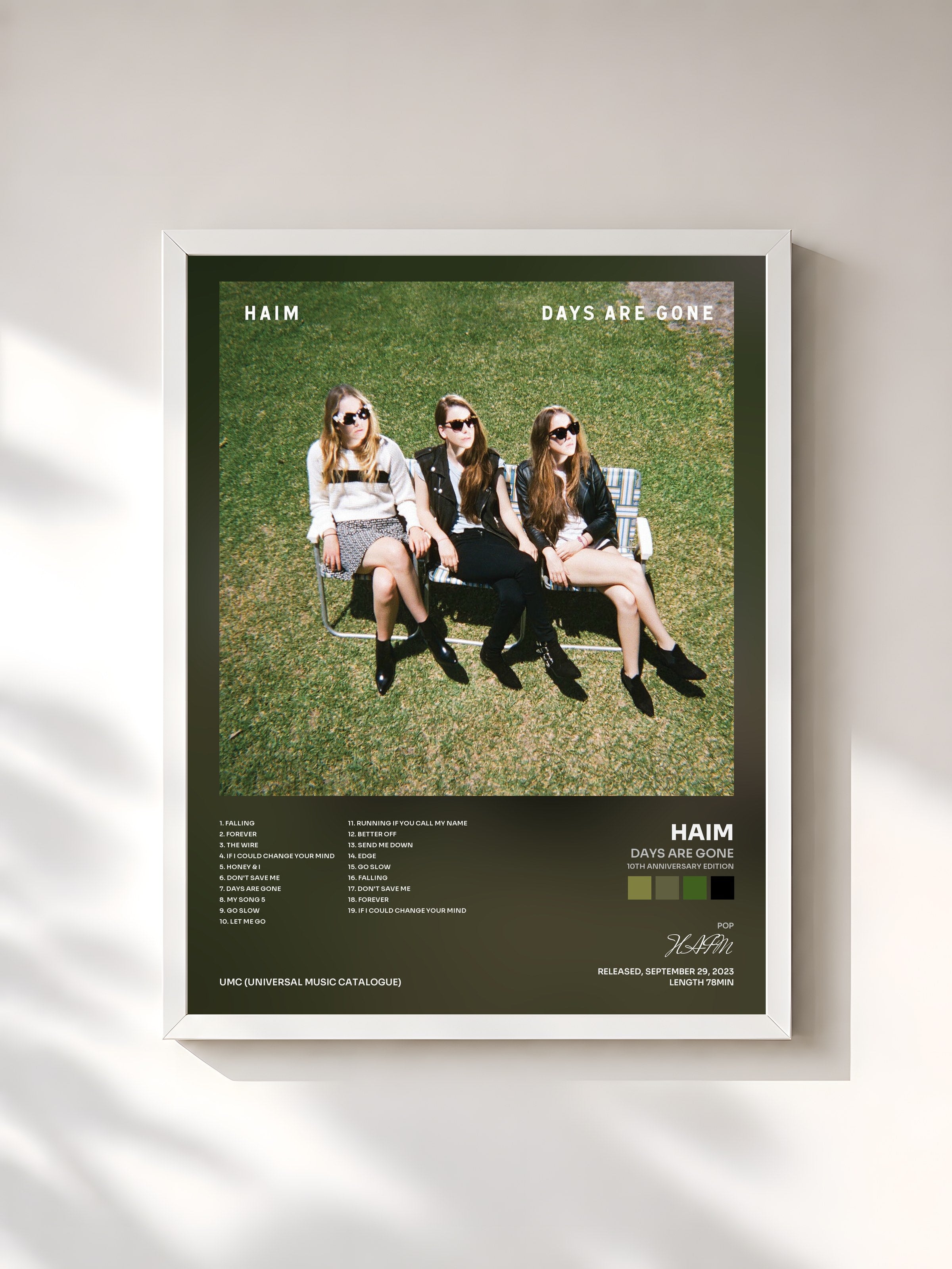 #blanc Tableau de l'album Days Are Gone (10th Anniversary Edition) de HAIM, cadre blanc, imprimé et encadré en France