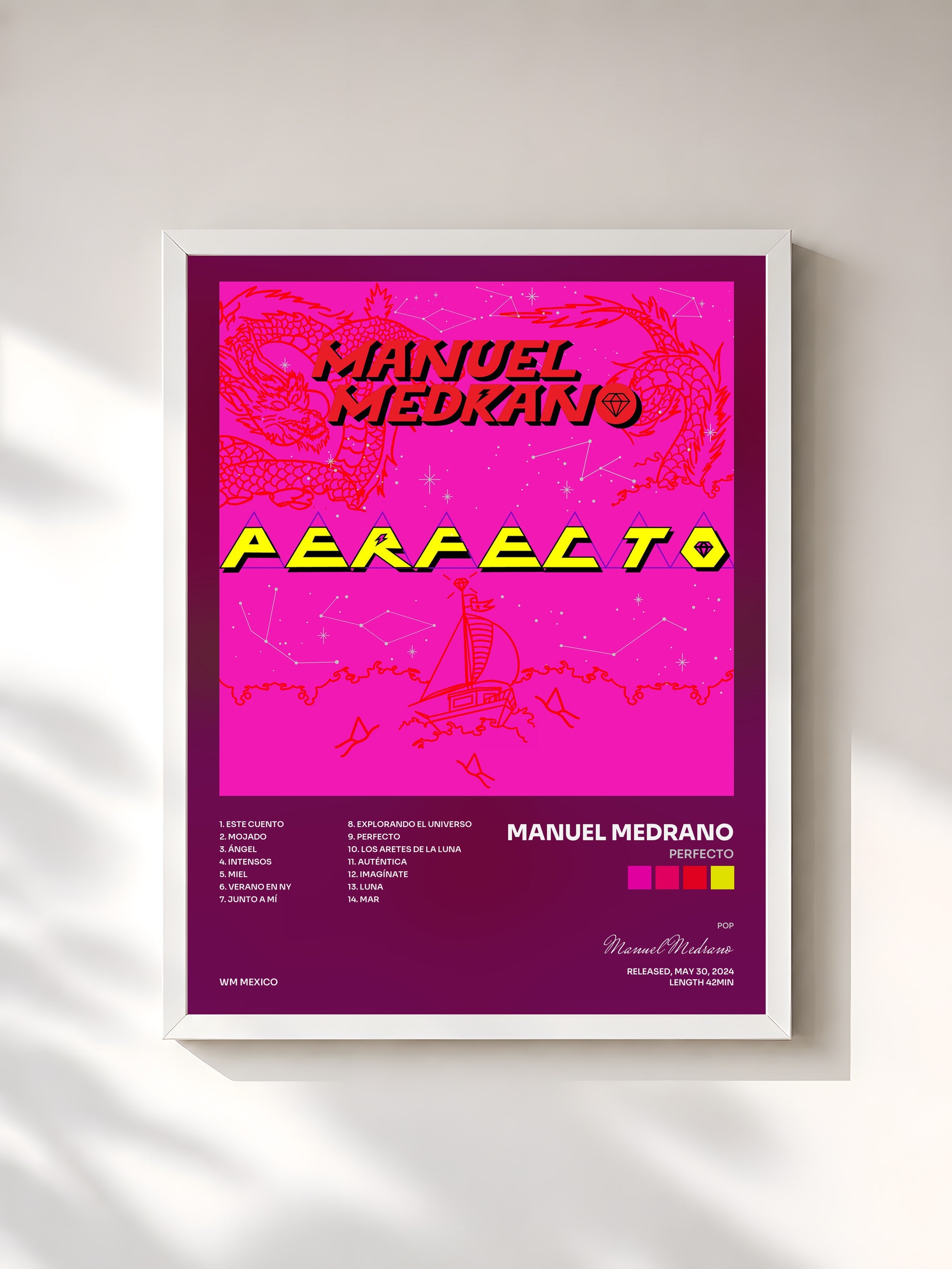 #blanc Tableau de l'album PERFECTO de Manuel Medrano, cadre blanc, imprimé et encadré en France