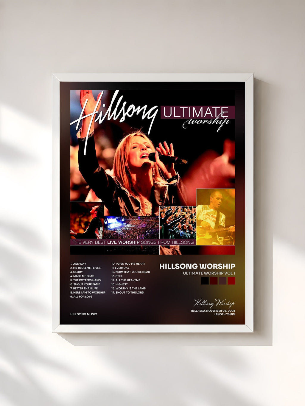 #blanc Ultimate Worship Vol 1 de Hillsong Worship en lámina enmarcada, marco blanco, impresa y enmarcada en Francia