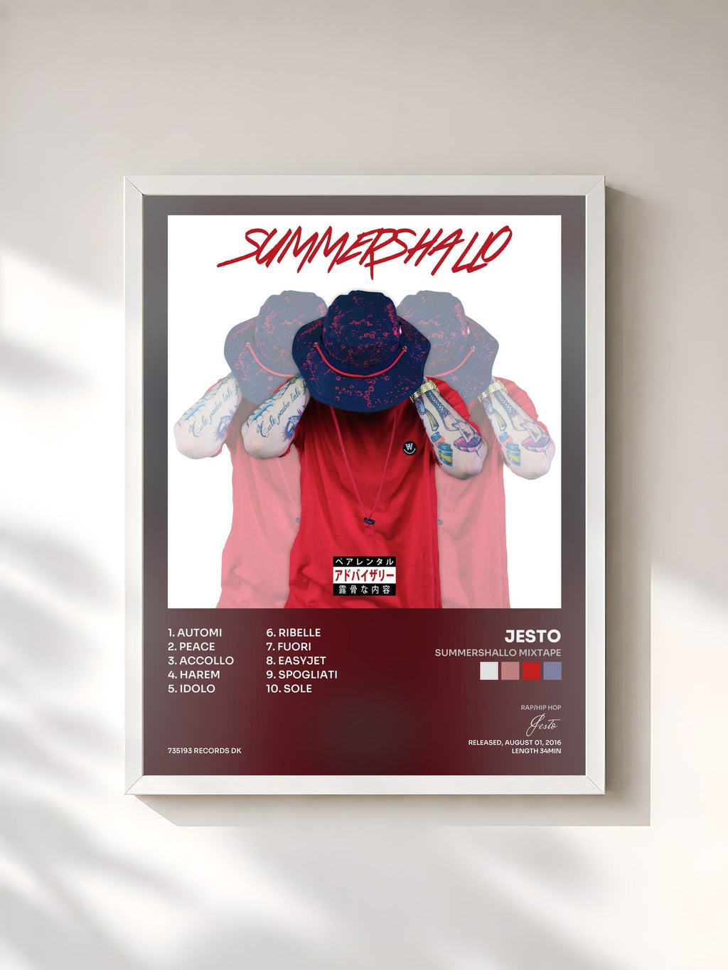 #blanc Summershallo Mixtape by Jesto as a framed art print, white frame, printed and framed in France