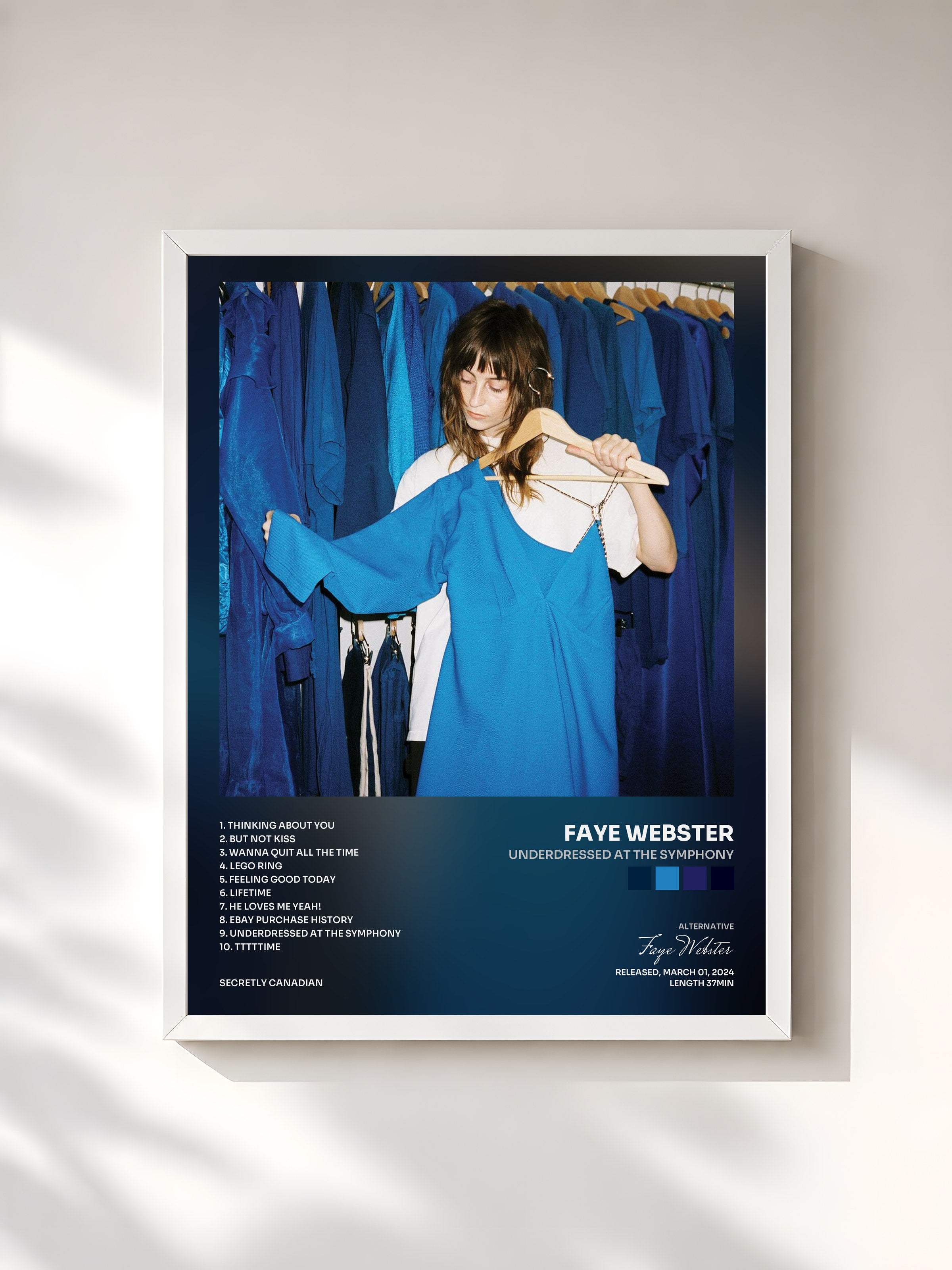 #blanc Tableau de l'album Underdressed at the Symphony de Faye Webster, cadre blanc, imprimé et encadré en France