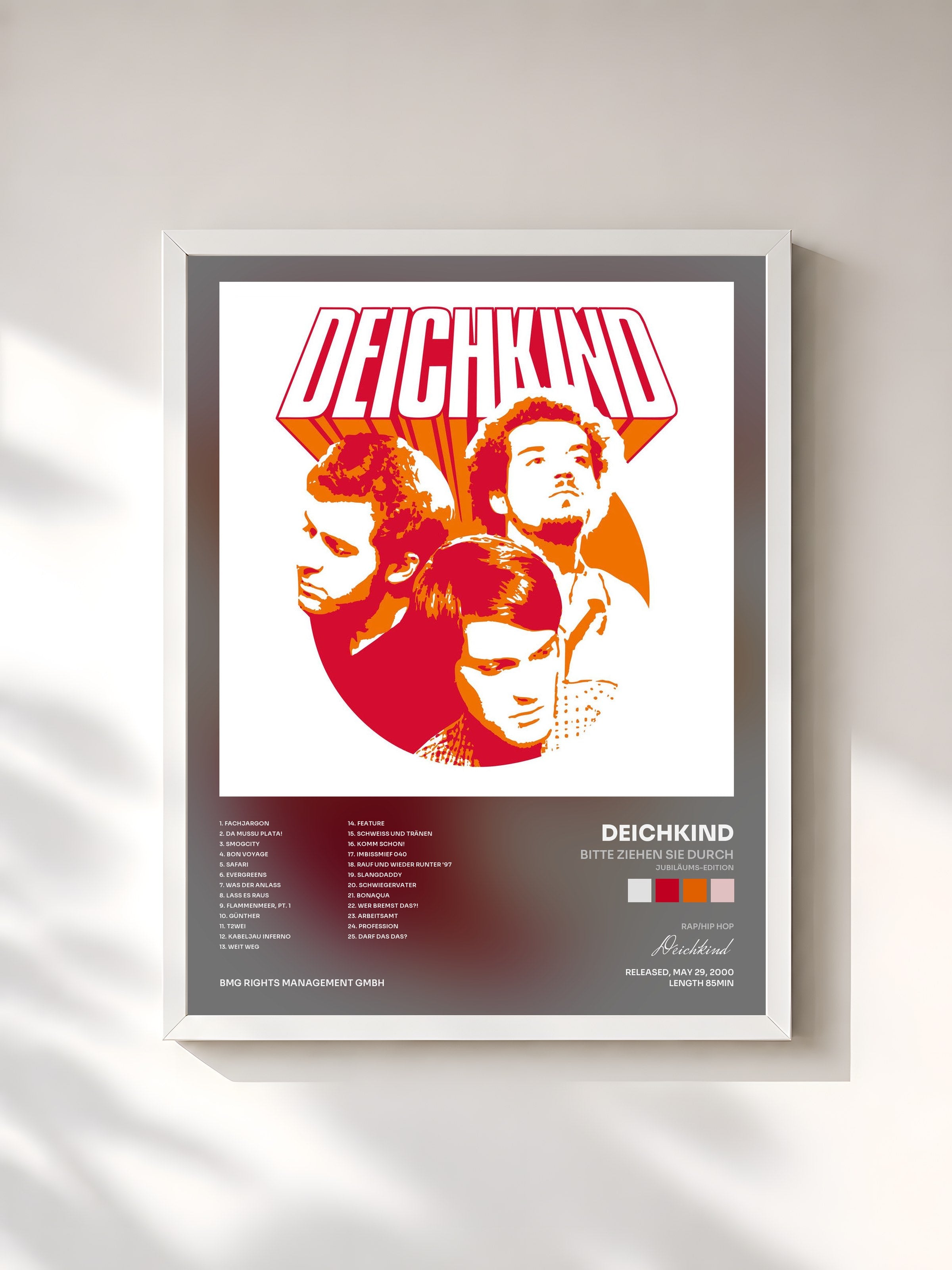 #blanc Tableau de l'album Bitte ziehen Sie durch (Jubiläums-Edition) de Deichkind, cadre blanc, imprimé et encadré en France