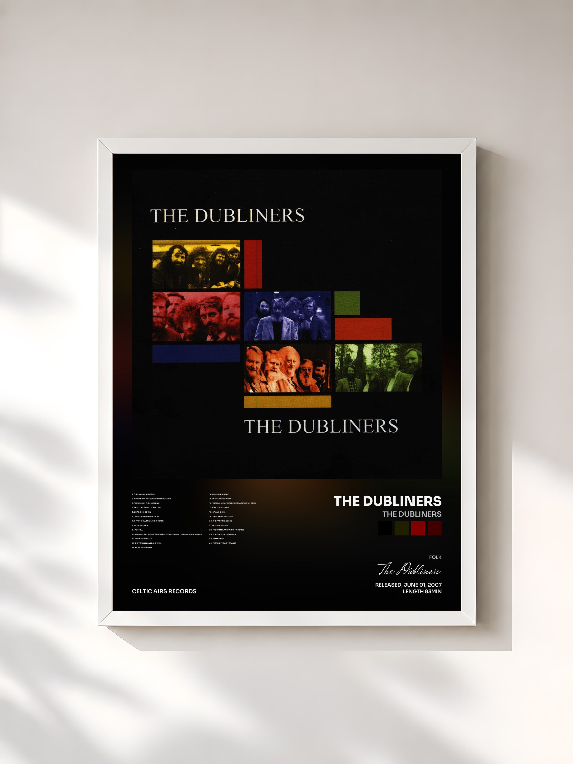 #blanc Tableau de l'album The Dubliners de The Dubliners, cadre blanc, imprimé et encadré en France