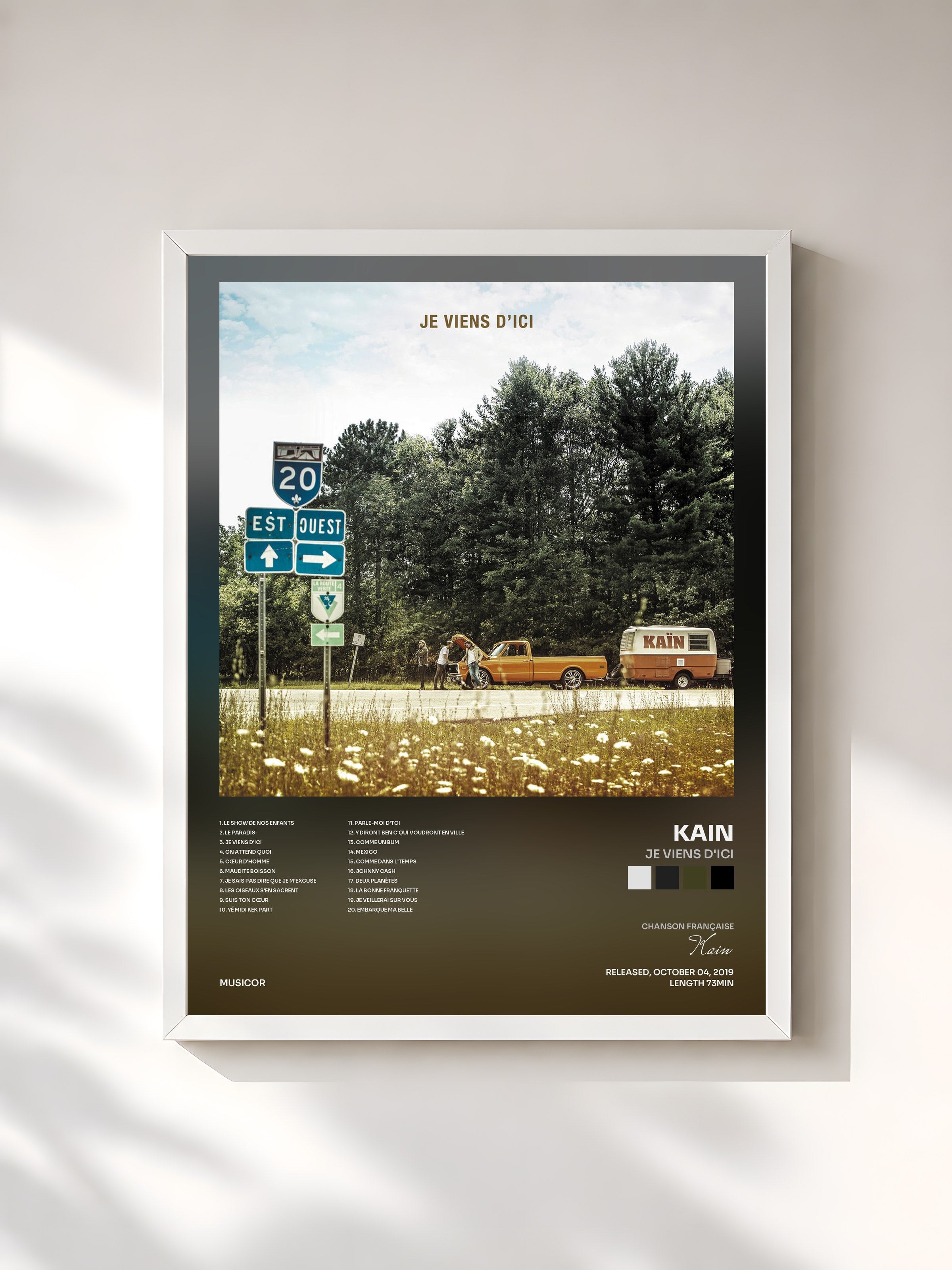 #blanc Tableau de l'album Je viens d'ici de Kain, cadre blanc, imprimé et encadré en France