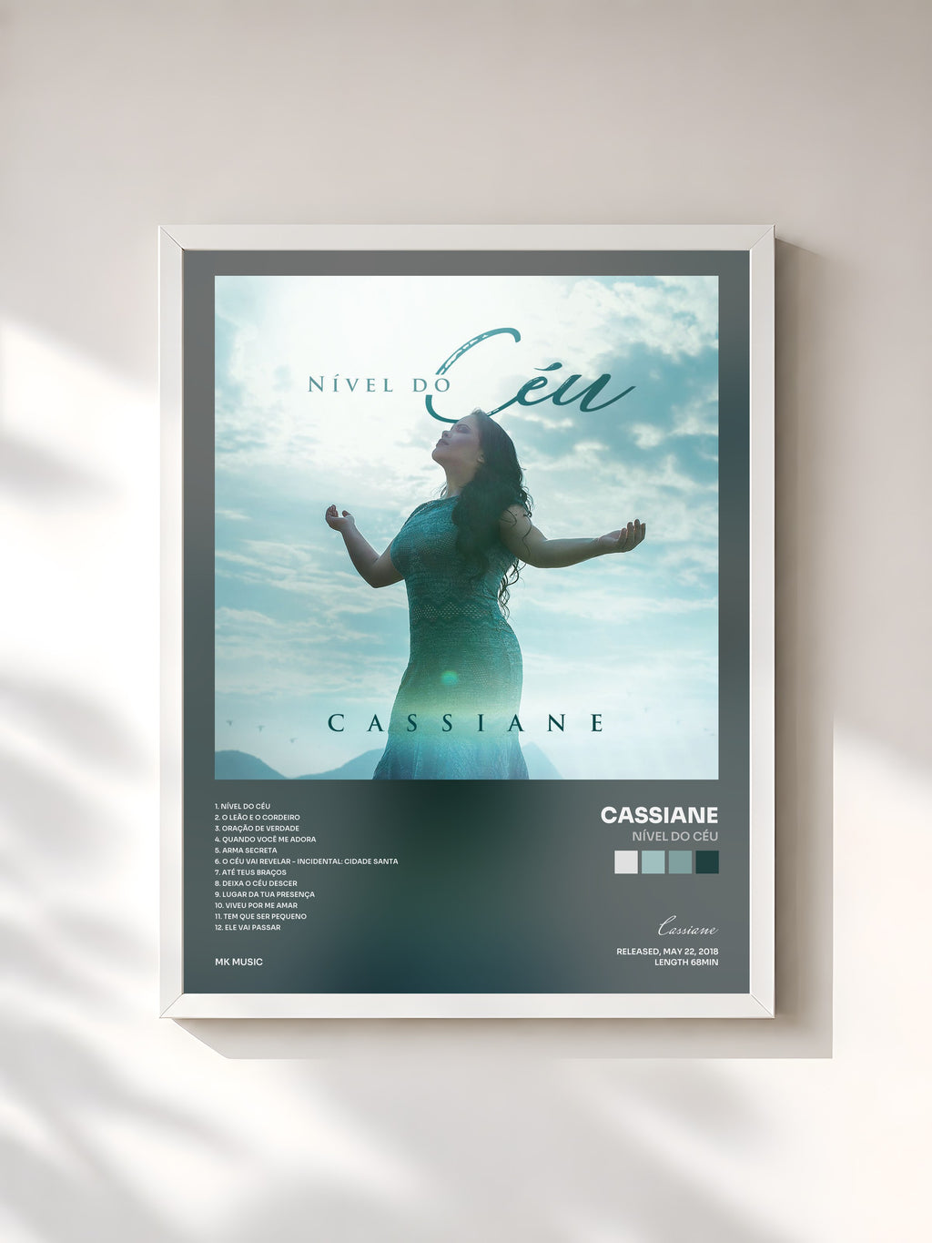 #blanc Tableau de l'album Nível do Céu de Cassiane, cadre blanc, imprimé et encadré en France