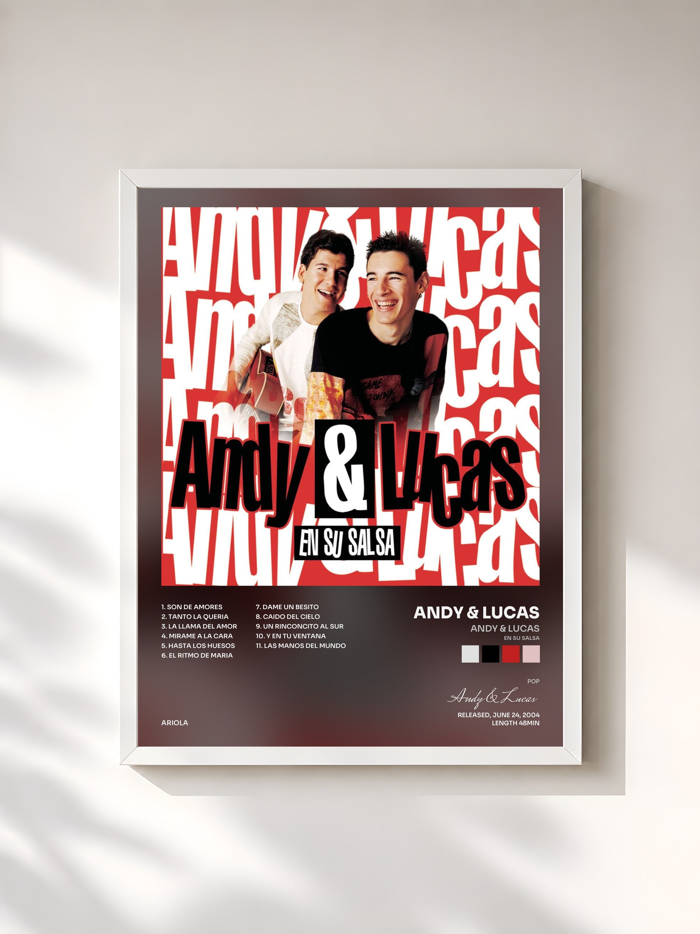 #blanc Tableau de l'album Andy & Lucas (En Su Salsa) de Andy & Lucas, cadre blanc, imprimé et encadré en France