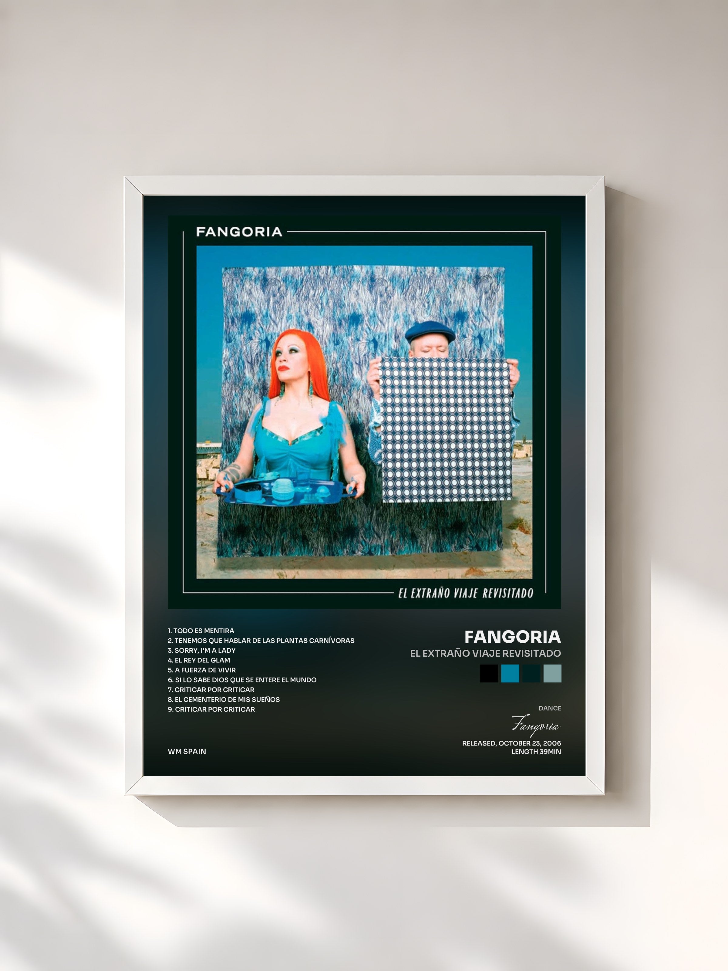 #blanc Tableau de l'album El Extraño Viaje Revisitado de Fangoria, cadre blanc, imprimé et encadré en France