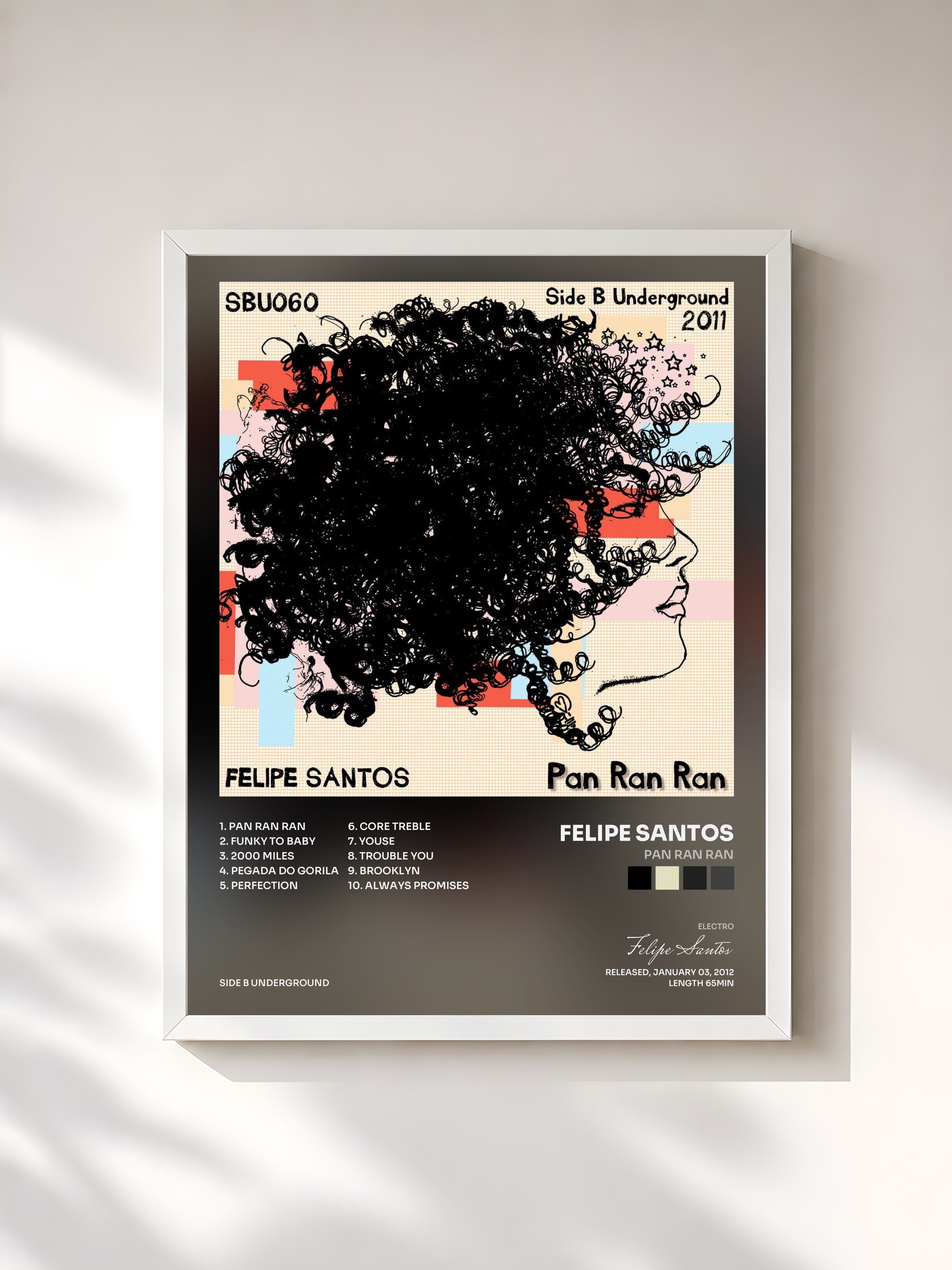 #blanc Tableau de l'album Pan Ran Ran de Felipe Santos, cadre blanc, imprimé et encadré en France