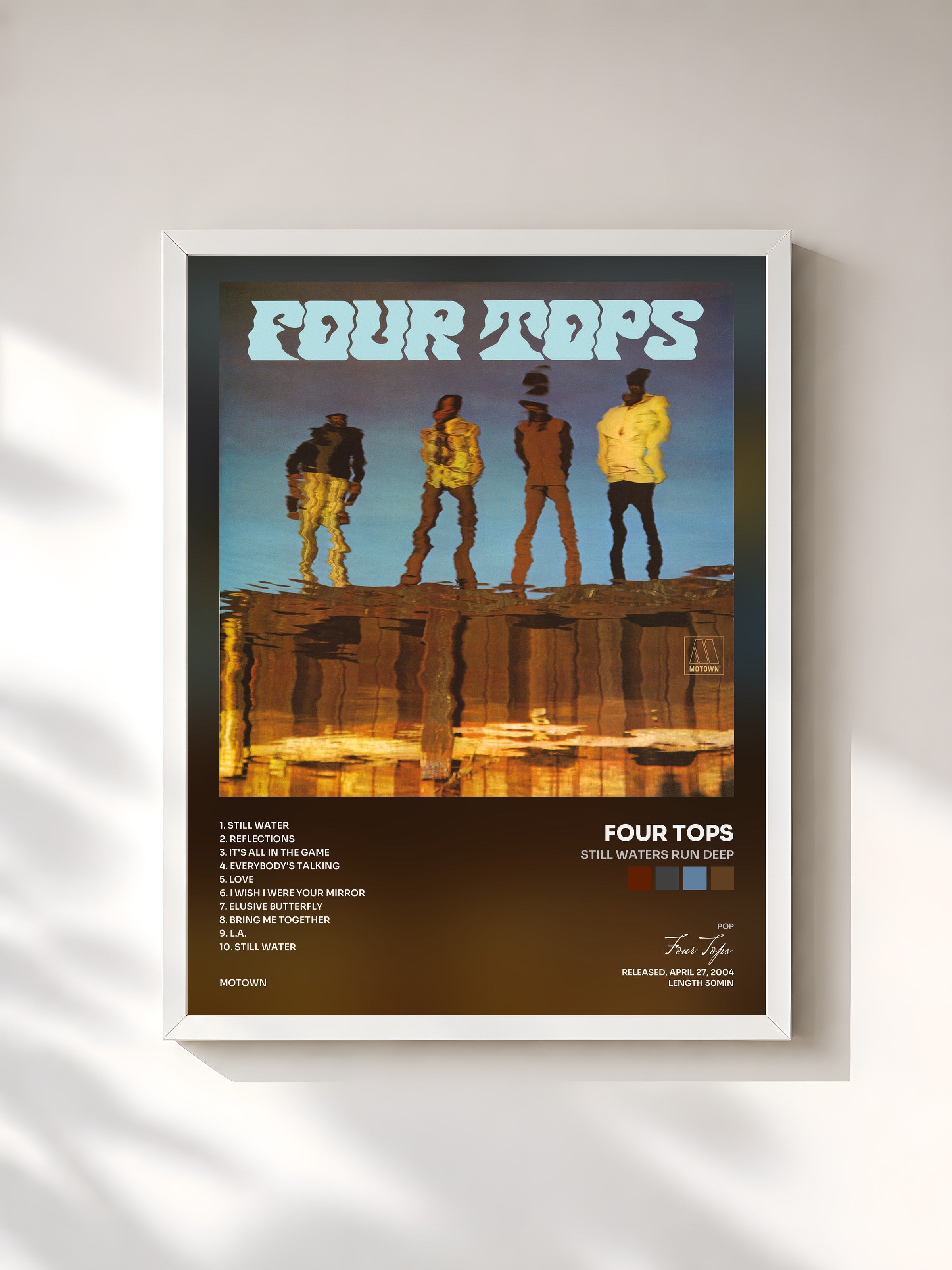 #blanc Tableau de l'album Still Waters Run Deep de Four Tops, cadre blanc, imprimé et encadré en France