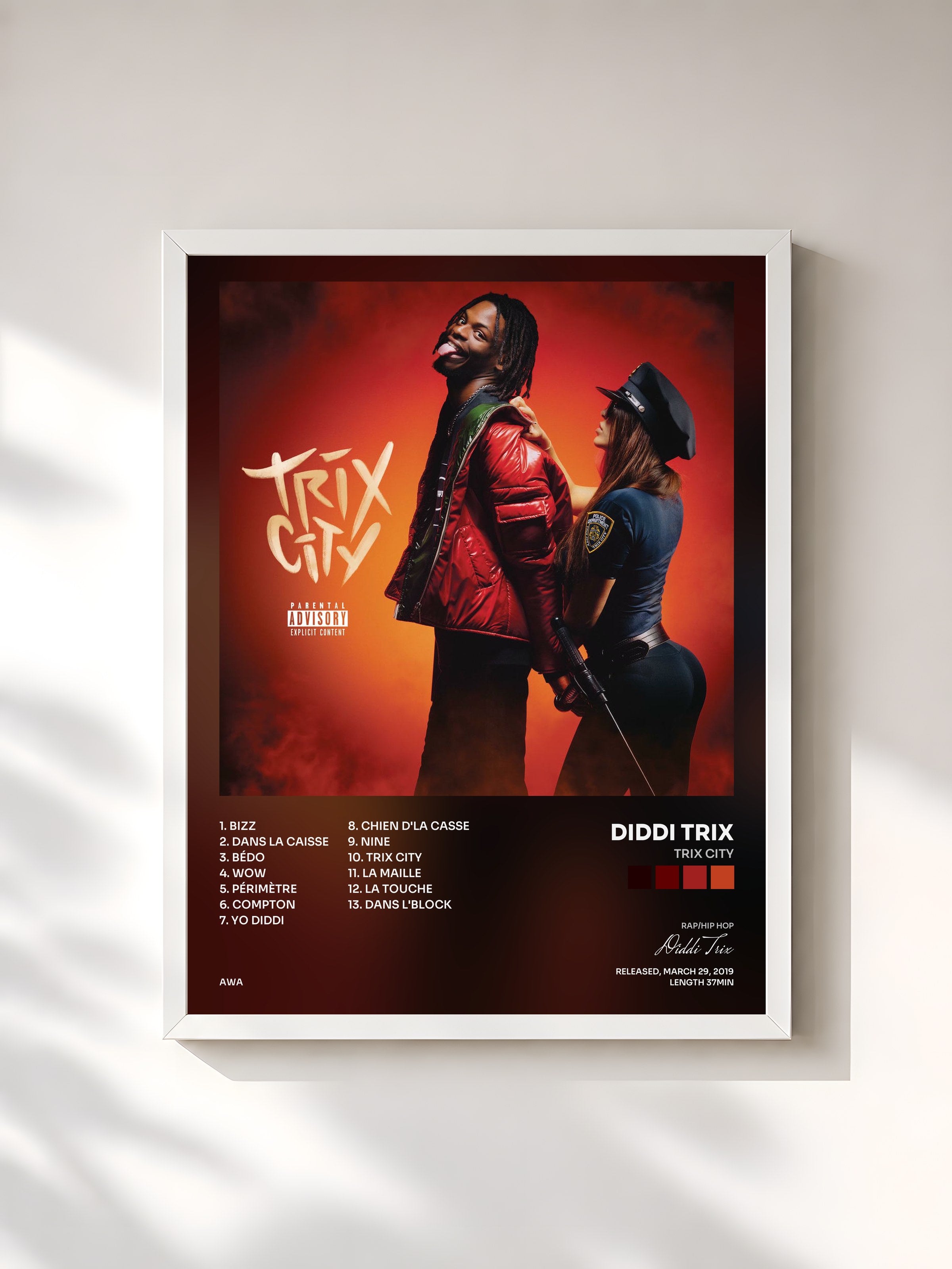 #blanc Tableau de l'album Trix City de Diddi Trix, cadre blanc, imprimé et encadré en France