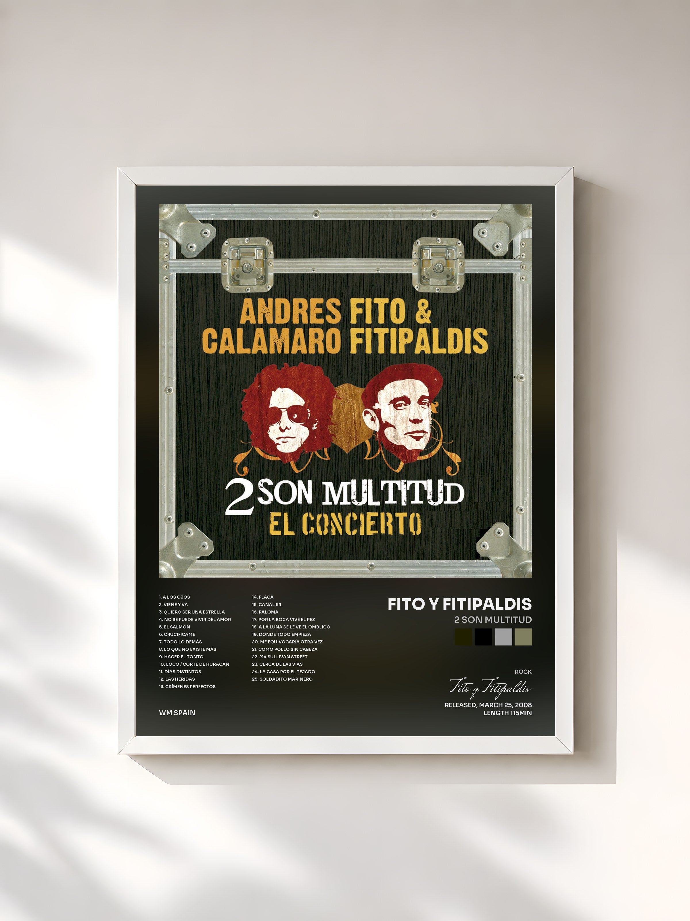 #blanc Tableau de l'album 2 son multitud de Fito y Fitipaldis, cadre blanc, imprimé et encadré en France