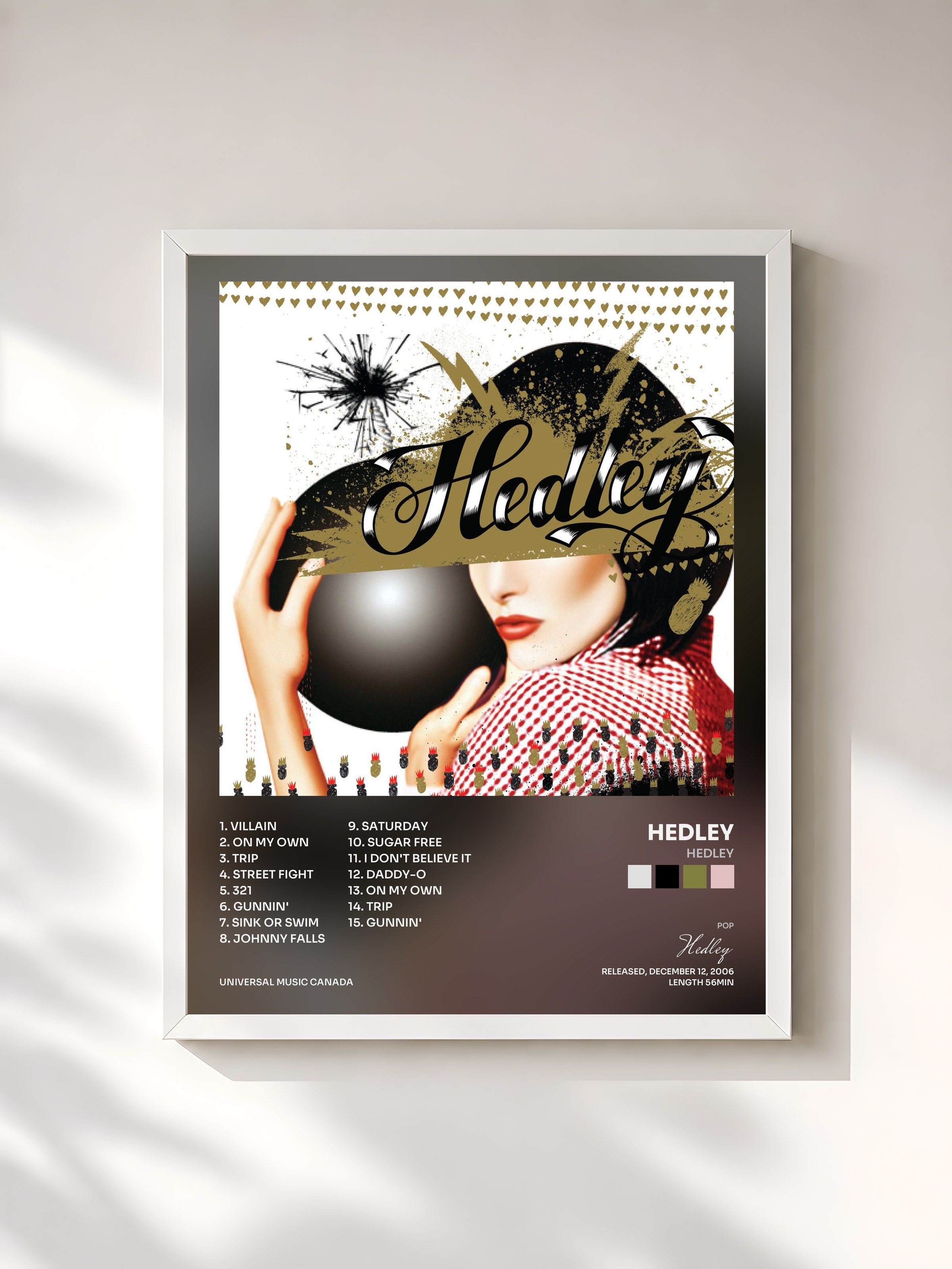 #blanc Tableau de l'album Hedley de Hedley, cadre blanc, imprimé et encadré en France