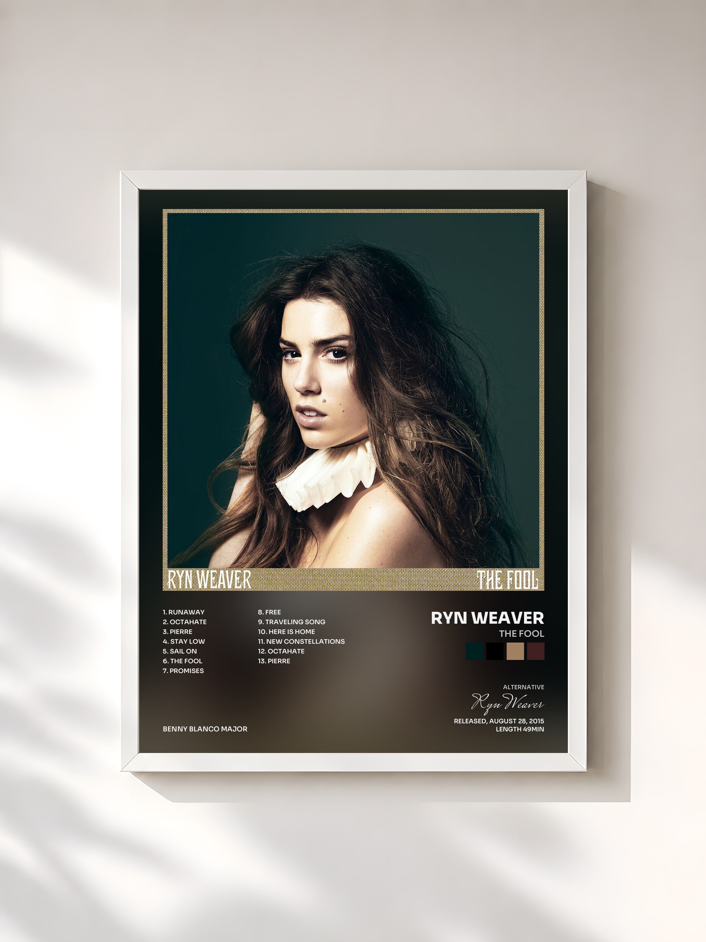 #blanc Tableau de l'album The Fool de Ryn Weaver, cadre blanc, imprimé et encadré en France
