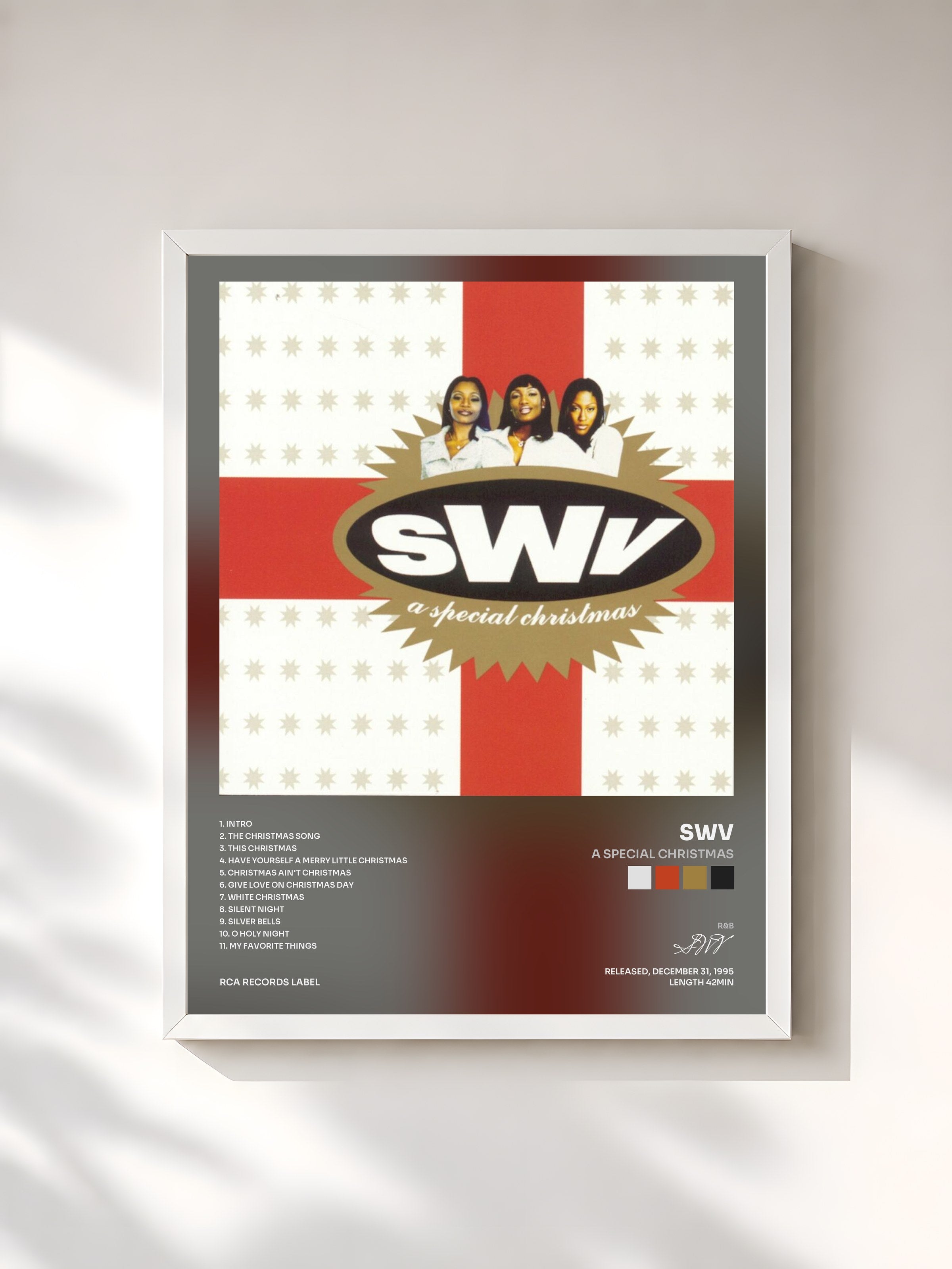 #blanc Tableau de l'album A Special Christmas de SWV, cadre blanc, imprimé et encadré en France