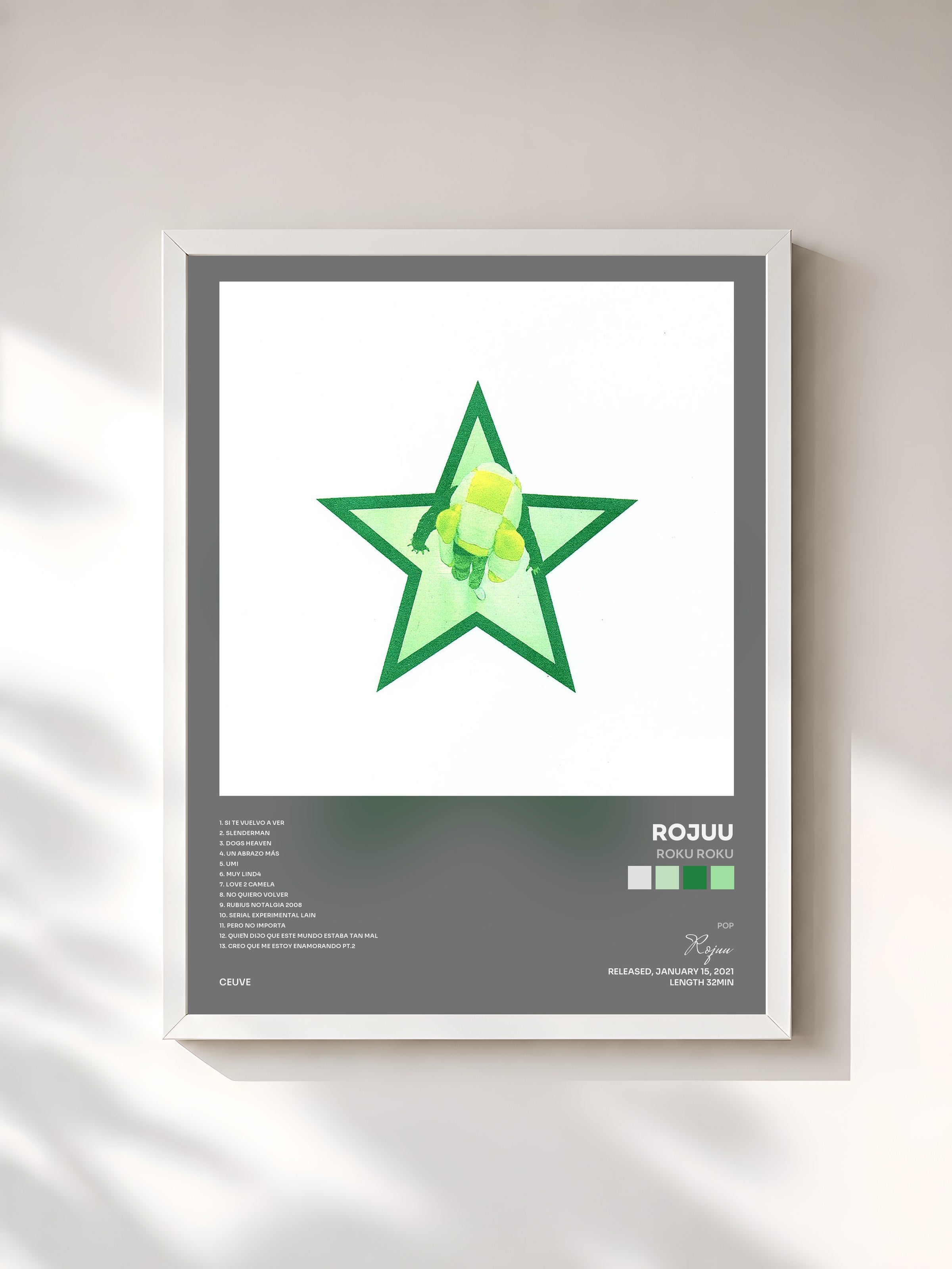 #blanc Tableau de l'album Roku Roku de Rojuu, cadre blanc, imprimé et encadré en France