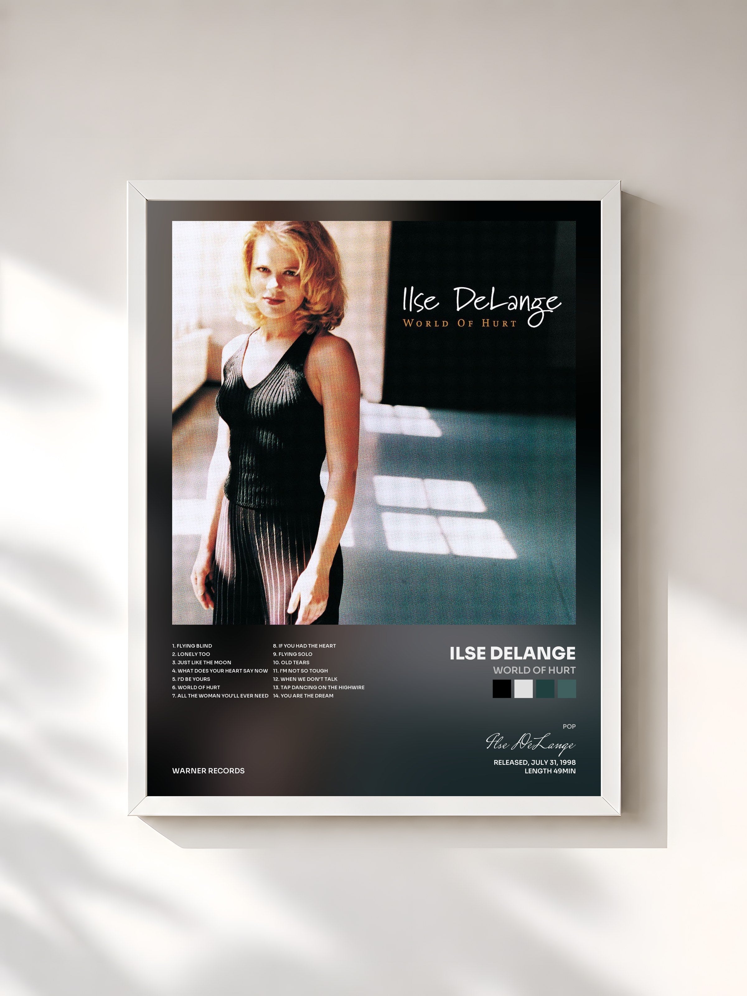 #blanc Tableau de l'album World Of Hurt de Ilse DeLange, cadre blanc, imprimé et encadré en France