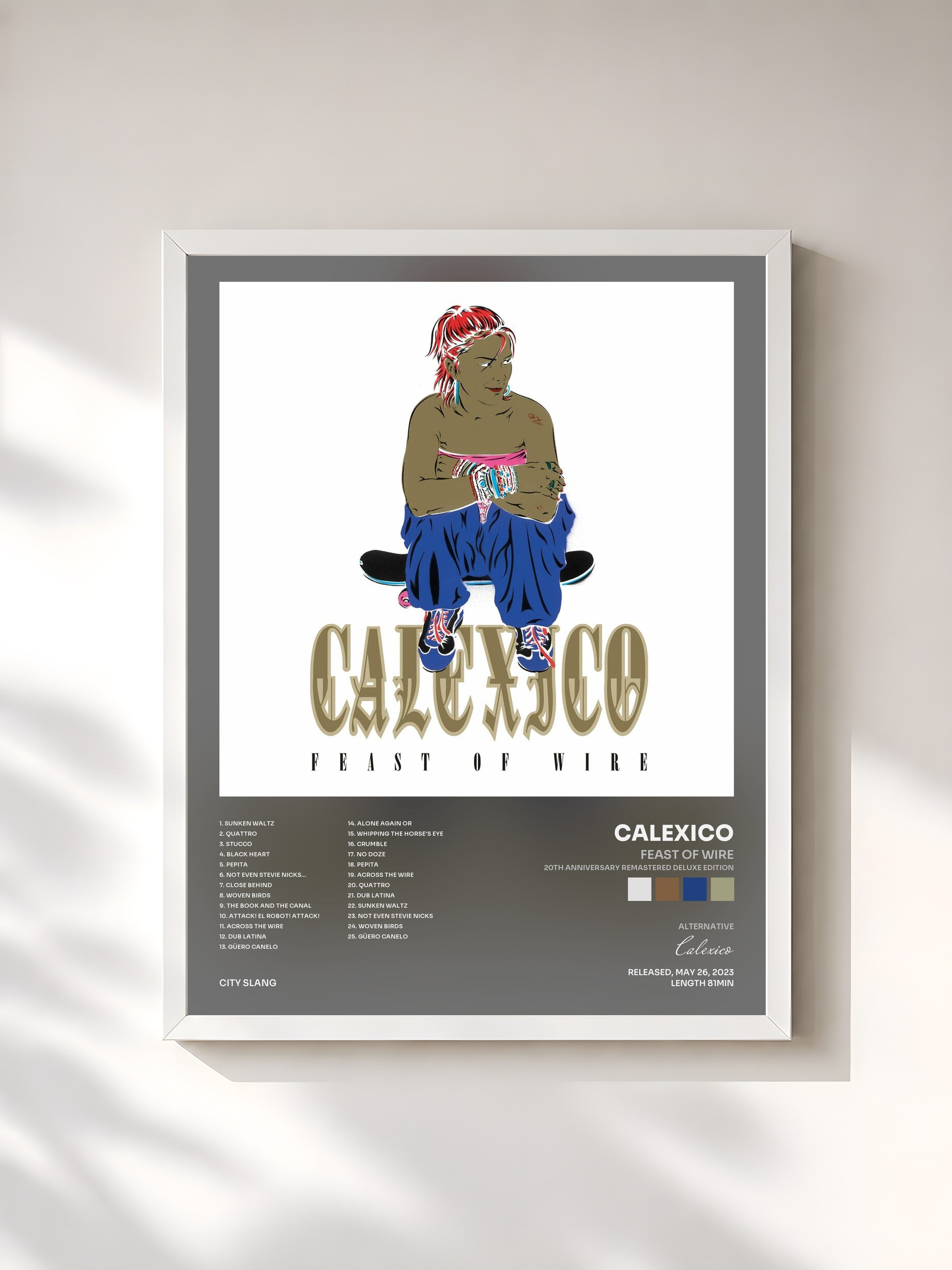 #blanc Tableau de l'album Feast of Wire (20th Anniversary Remastered Deluxe Edition) de Calexico, cadre blanc, imprimé et encadré en France