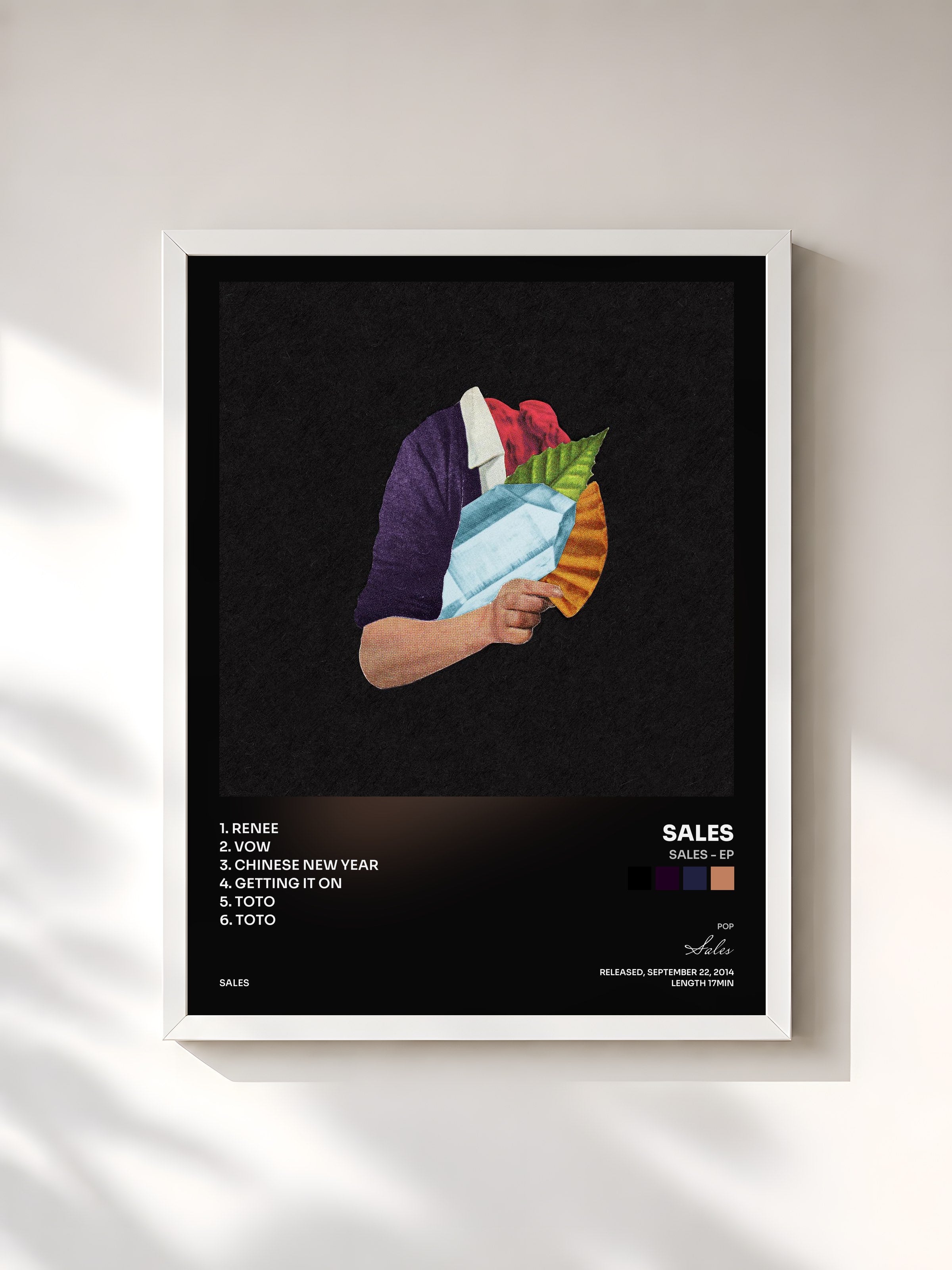 #blanc Tableau de l'album SALES - EP de Sales, cadre blanc, imprimé et encadré en France