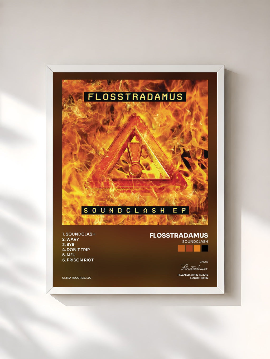 #blanc Soundclash by Flosstradamus as a framed art print, white frame, printed and framed in France