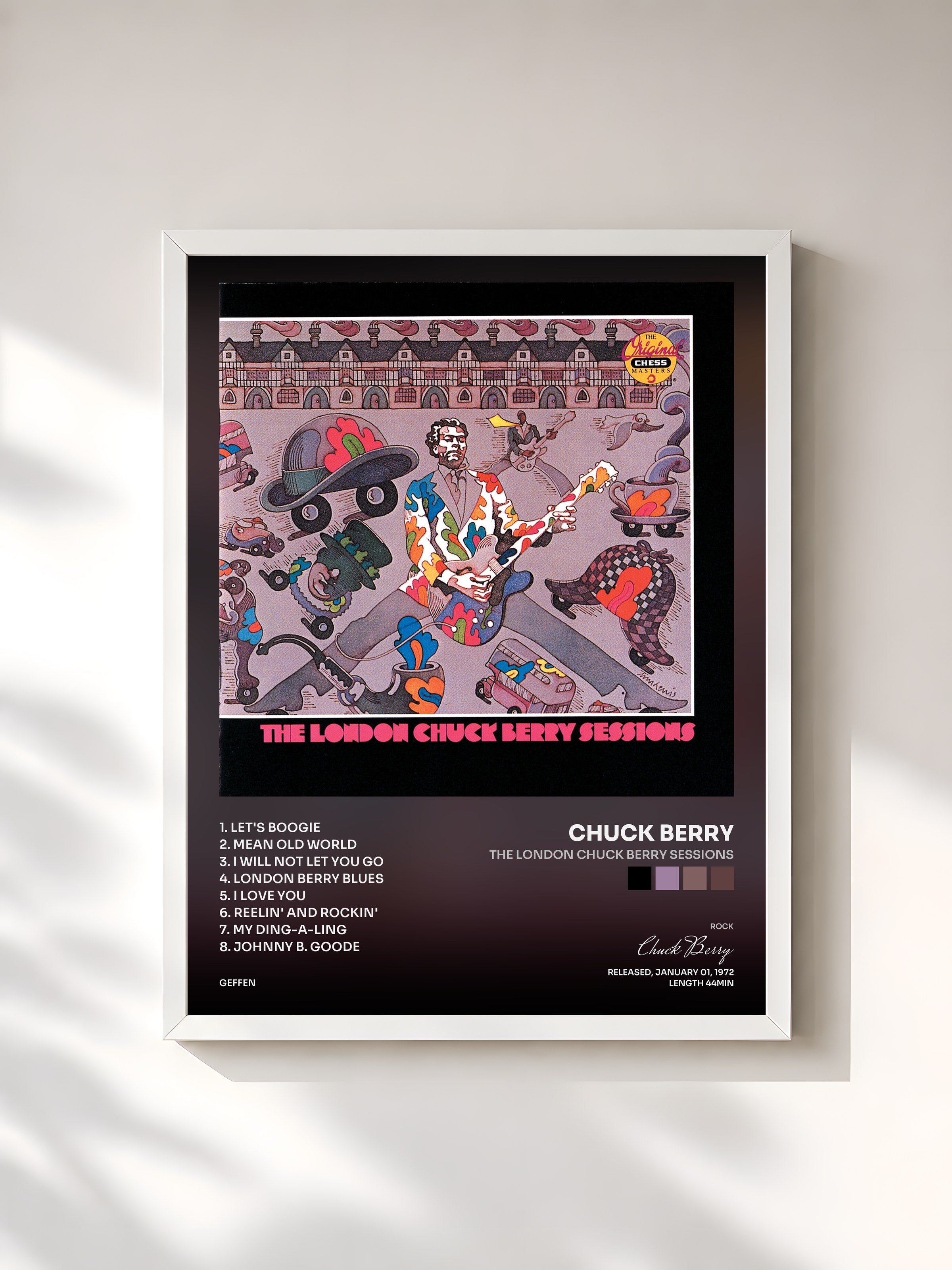 #blanc Tableau de l'album The London Chuck Berry Sessions de Chuck Berry, cadre blanc, imprimé et encadré en France