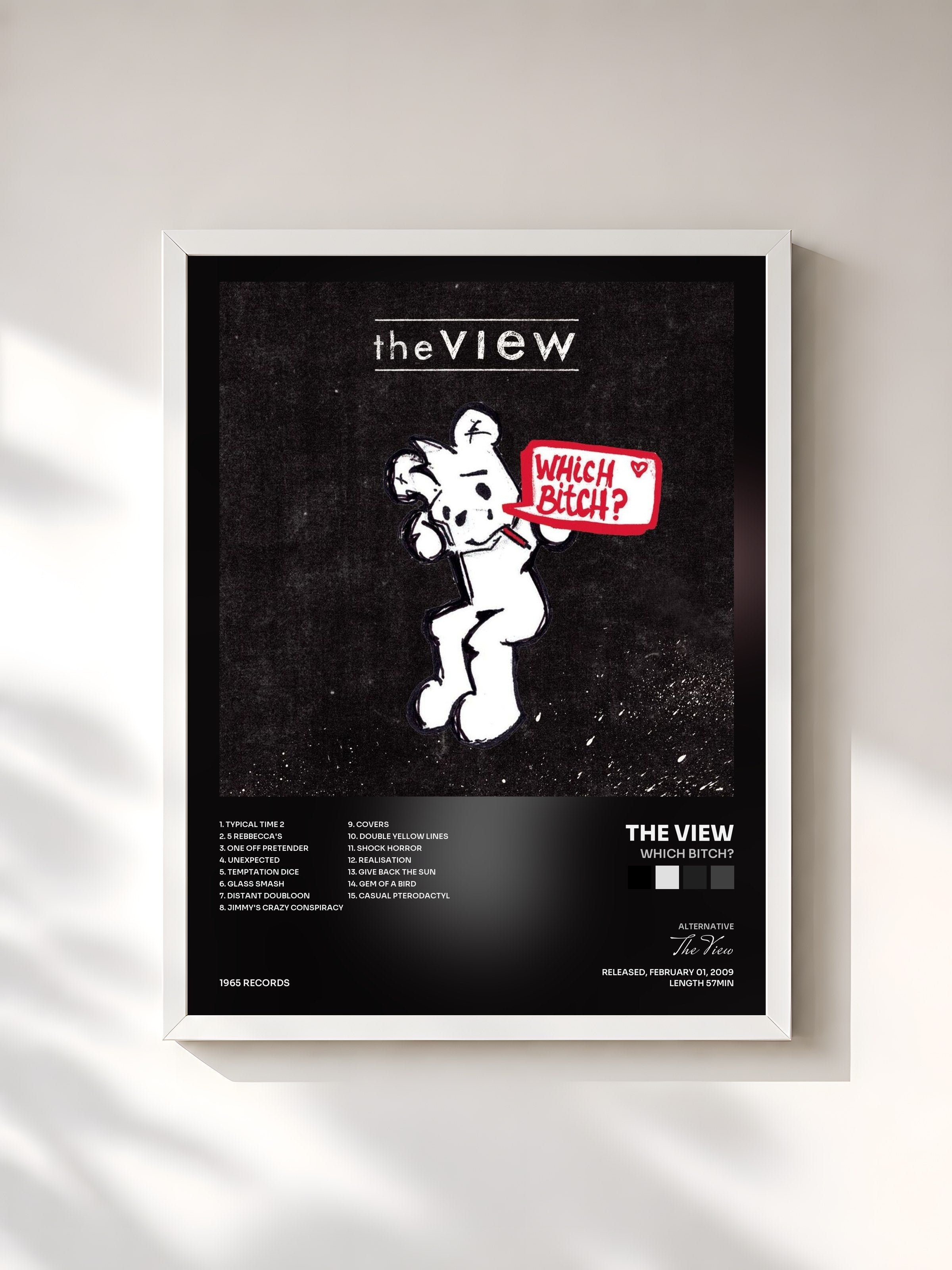 #blanc Tableau de l'album Which Bitch? de The View, cadre blanc, imprimé et encadré en France