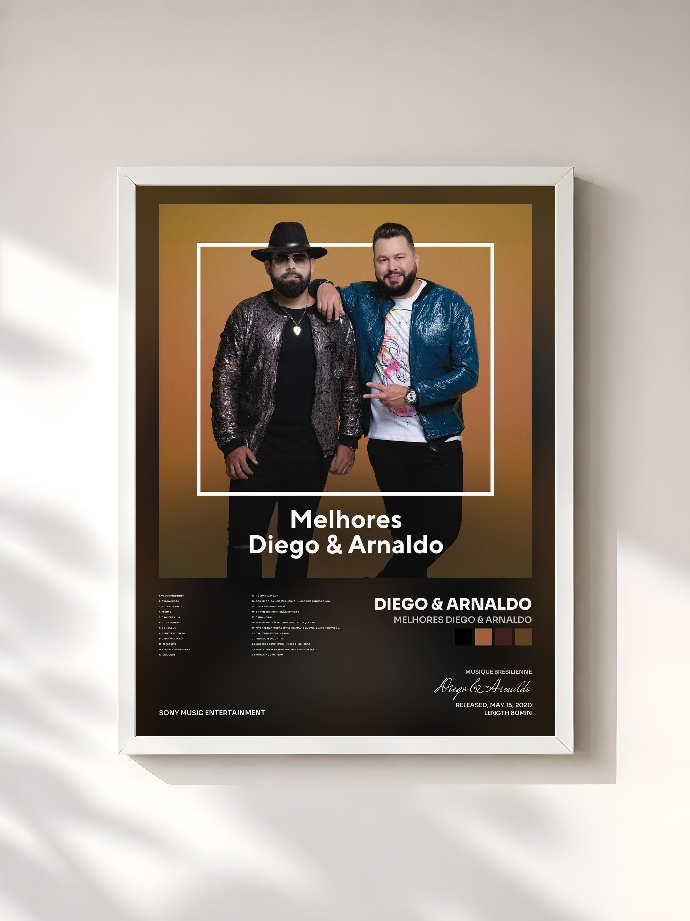 #blanc Tableau de l'album Melhores Diego & Arnaldo de Diego & Arnaldo, cadre blanc, imprimé et encadré en France