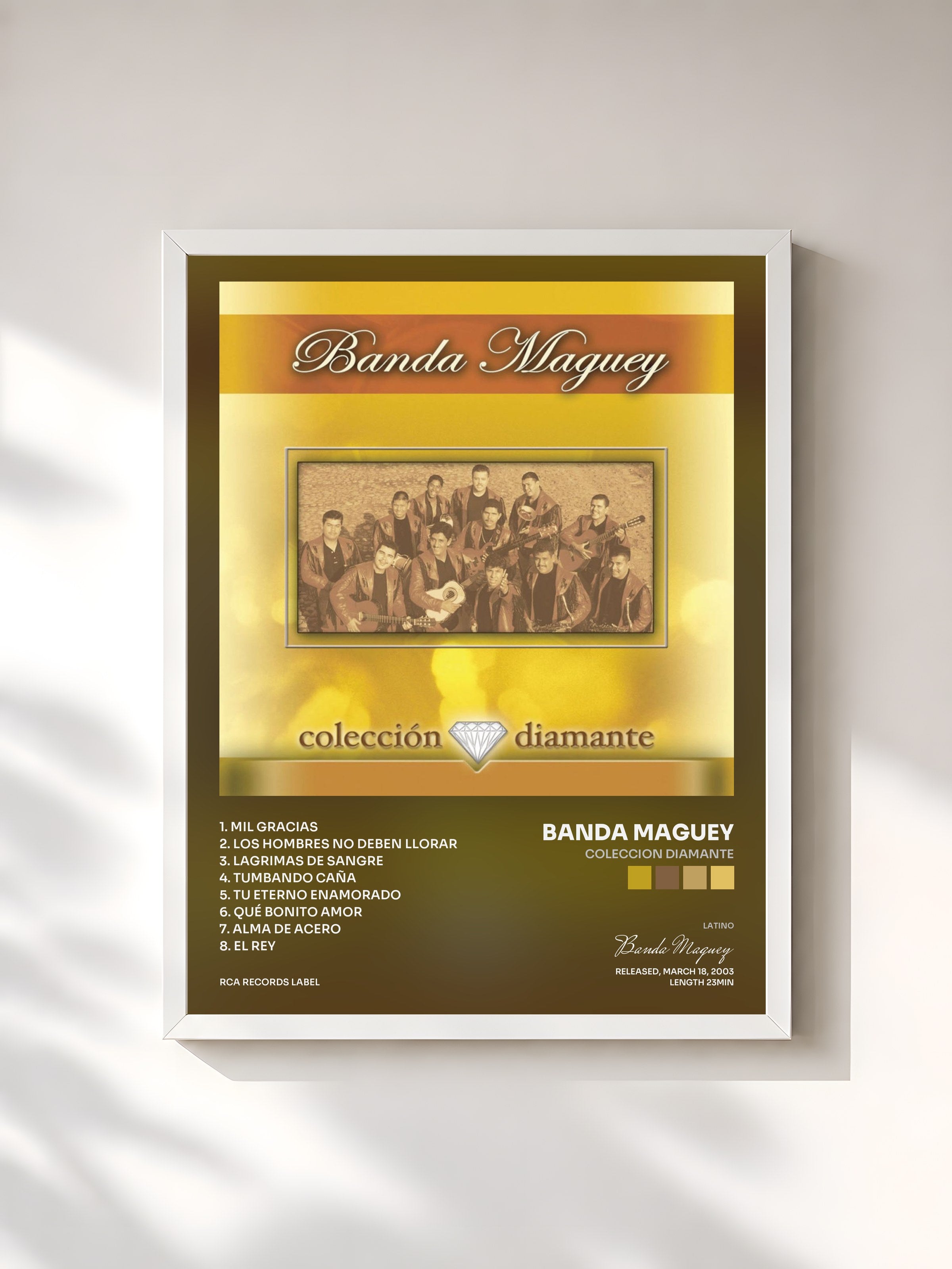 #blanc Tableau de l'album Coleccion Diamante de Banda Maguey, cadre blanc, imprimé et encadré en France