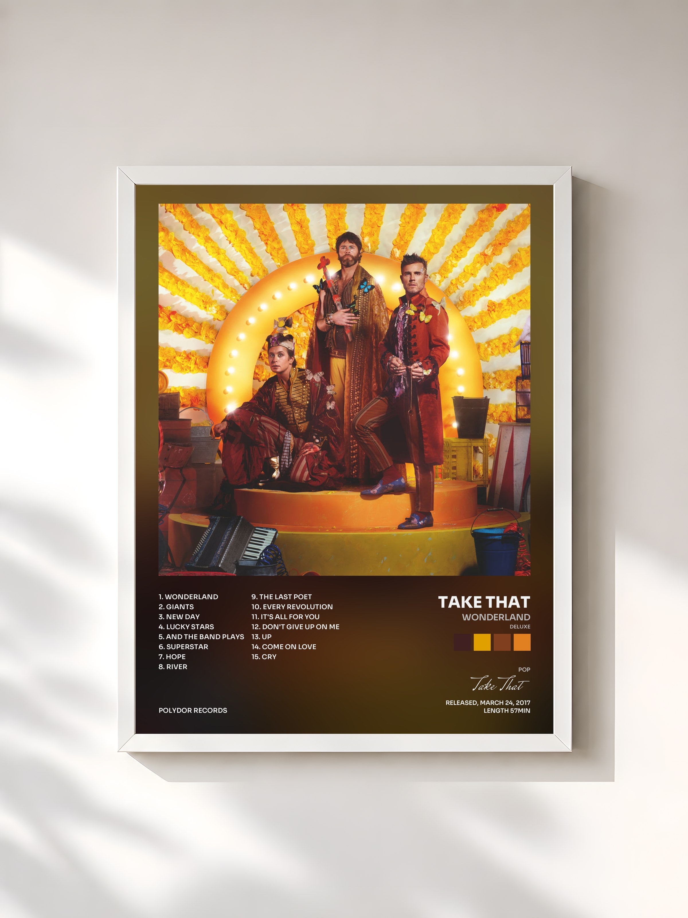 #blanc Tableau de l'album Wonderland (Deluxe) de Take That, cadre blanc, imprimé et encadré en France