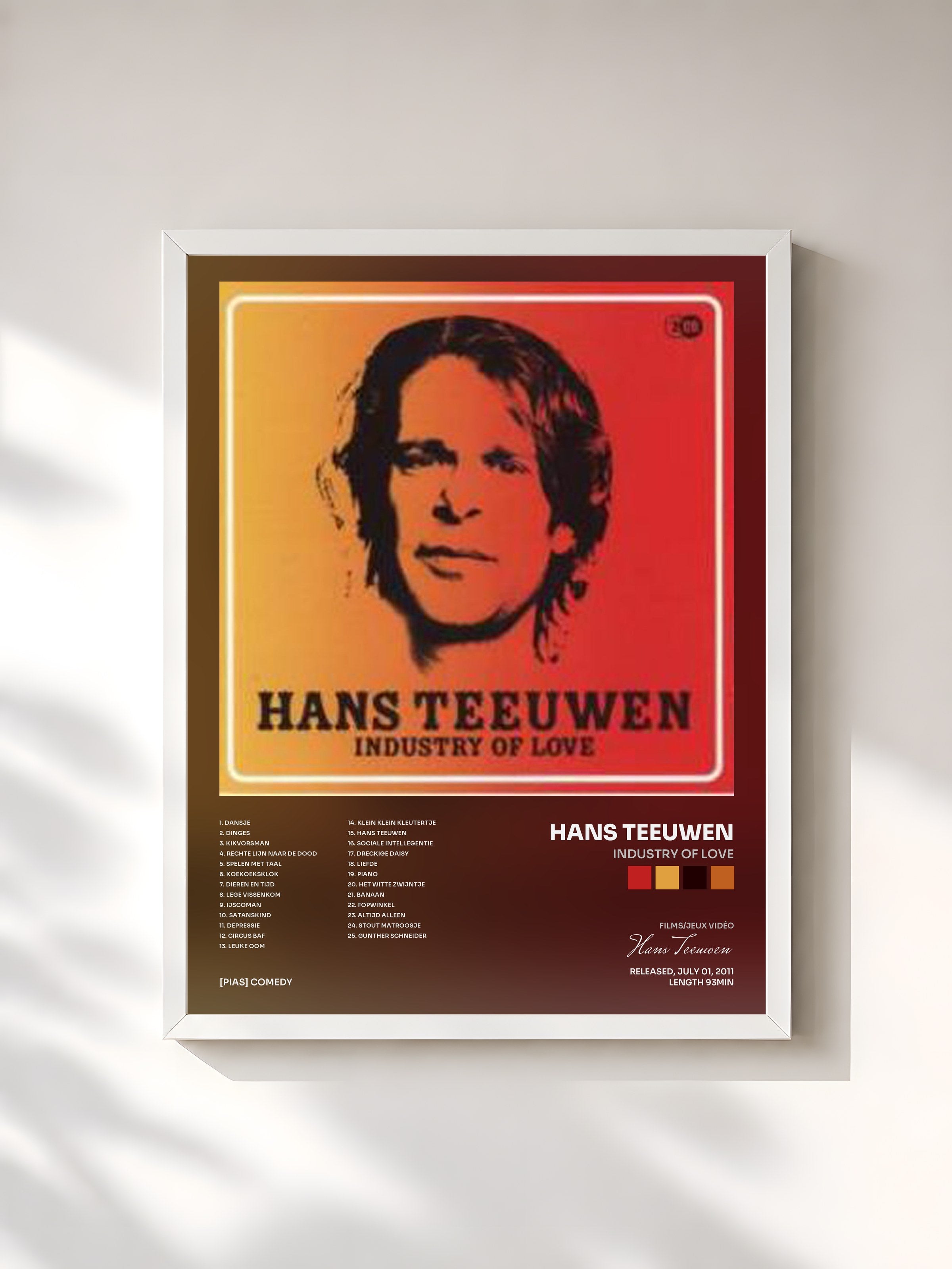 #blanc Tableau de l'album Industry of Love de Hans Teeuwen, cadre blanc, imprimé et encadré en France