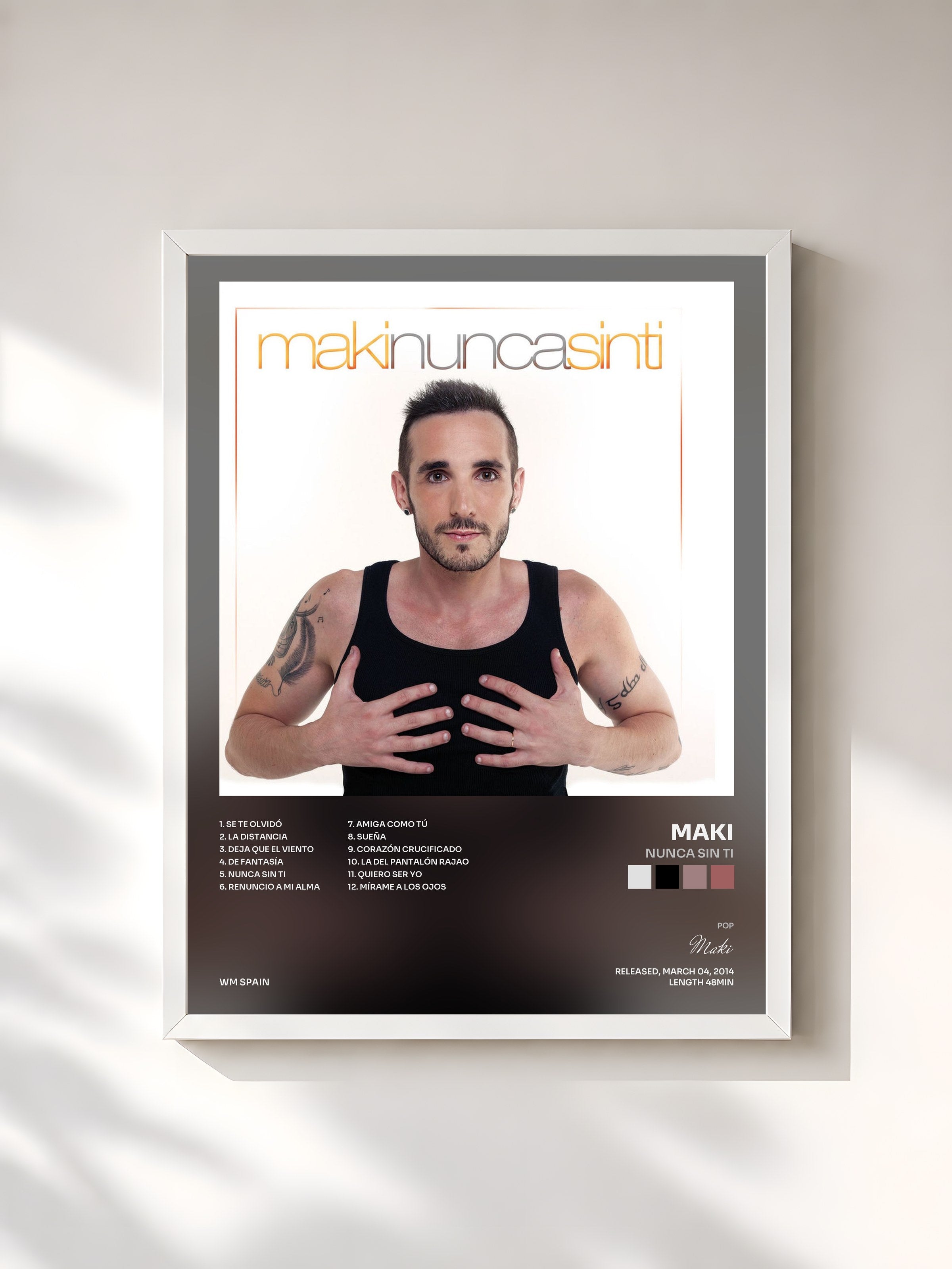 #blanc Tableau de l'album Nunca sin ti de Maki, cadre blanc, imprimé et encadré en France