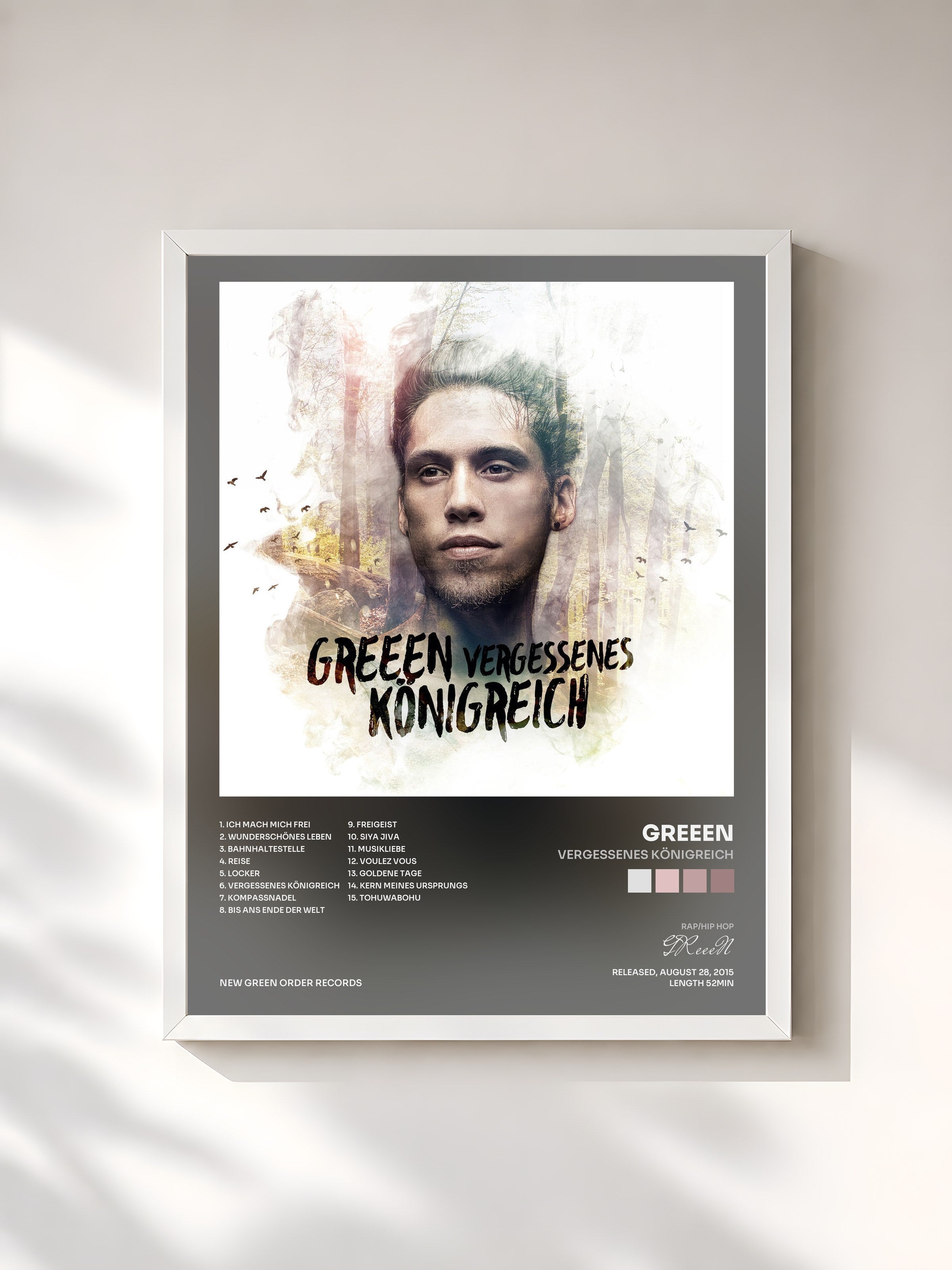 #blanc Tableau de l'album Vergessenes Königreich de GReeeN, cadre blanc, imprimé et encadré en France
