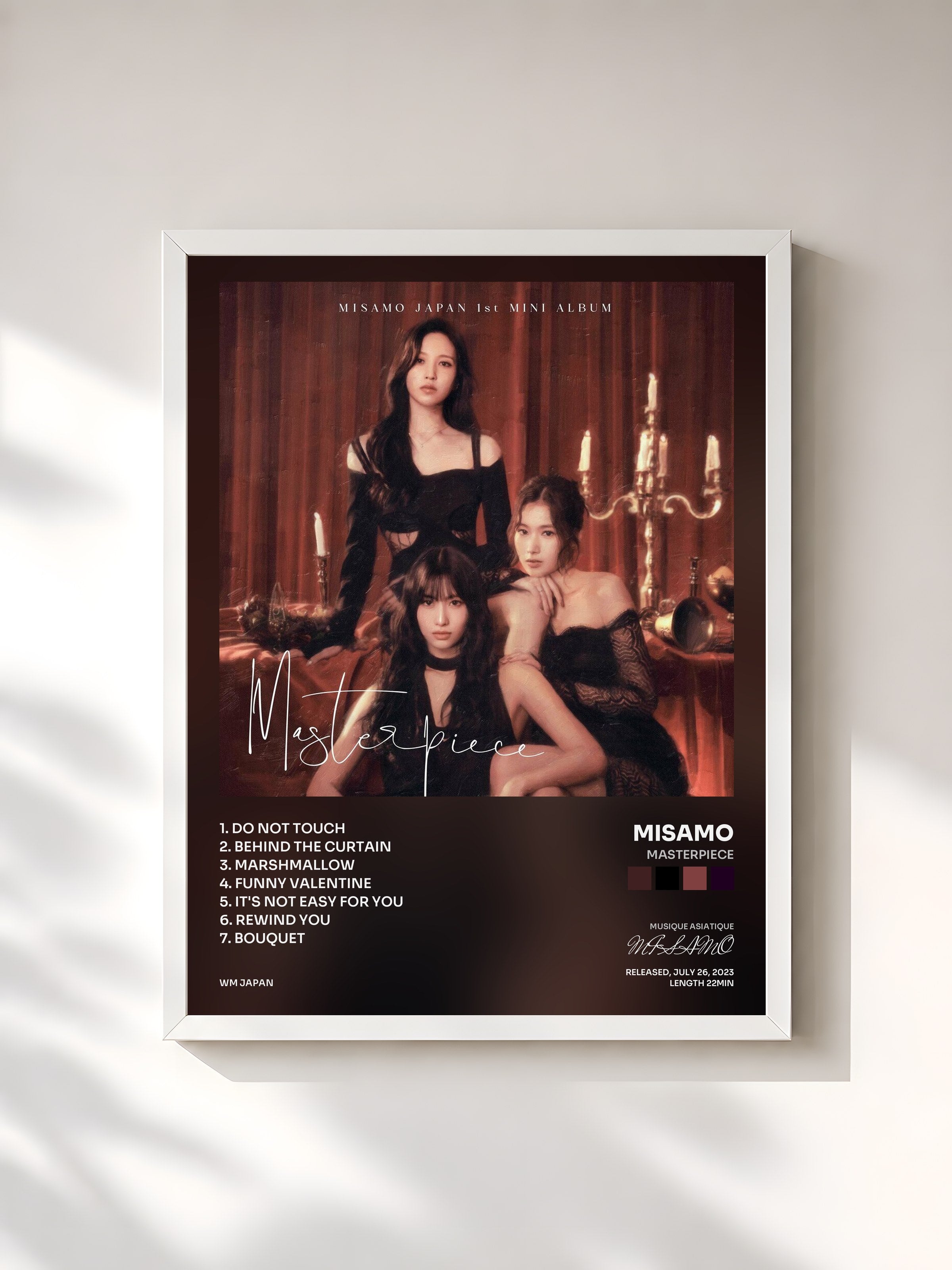 #blanc Tableau de l'album Masterpiece de MISAMO, cadre blanc, imprimé et encadré en France