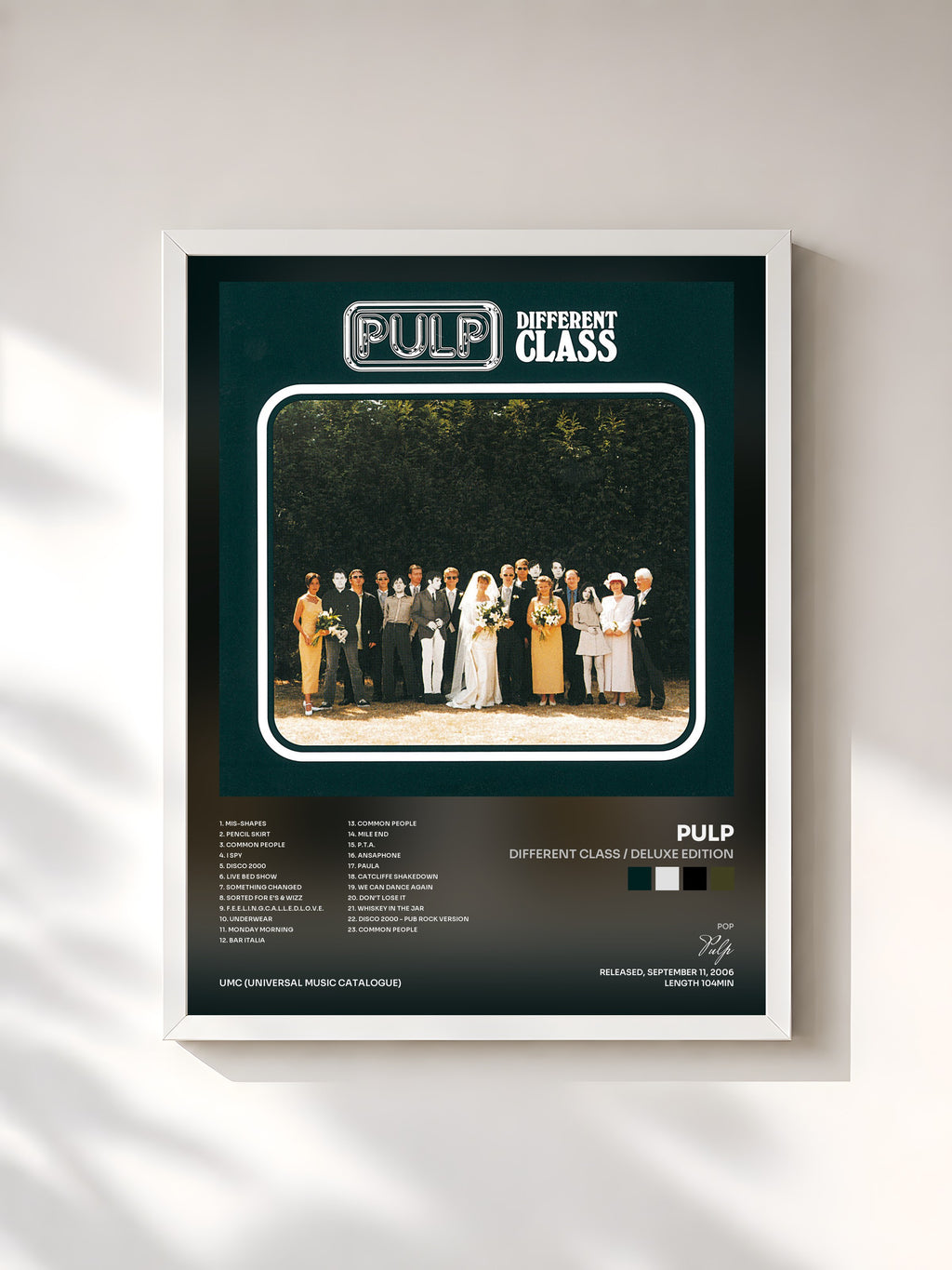 #blanc Tableau de l'album Different Class / Deluxe Edition de Pulp, cadre blanc, imprimé et encadré en France